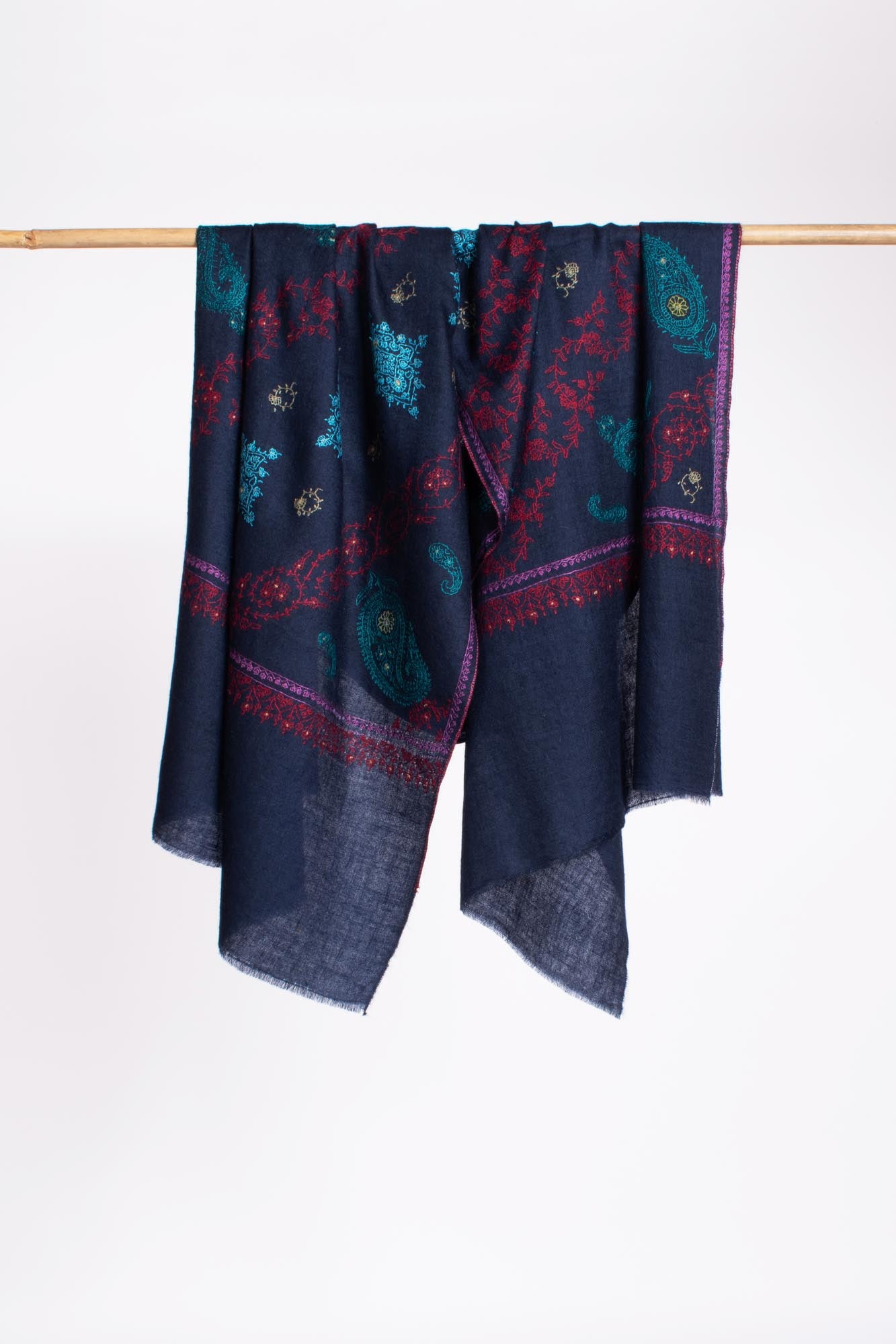 Deep Blue Artistic Butter Soft Cashmere Stole - TOTNES