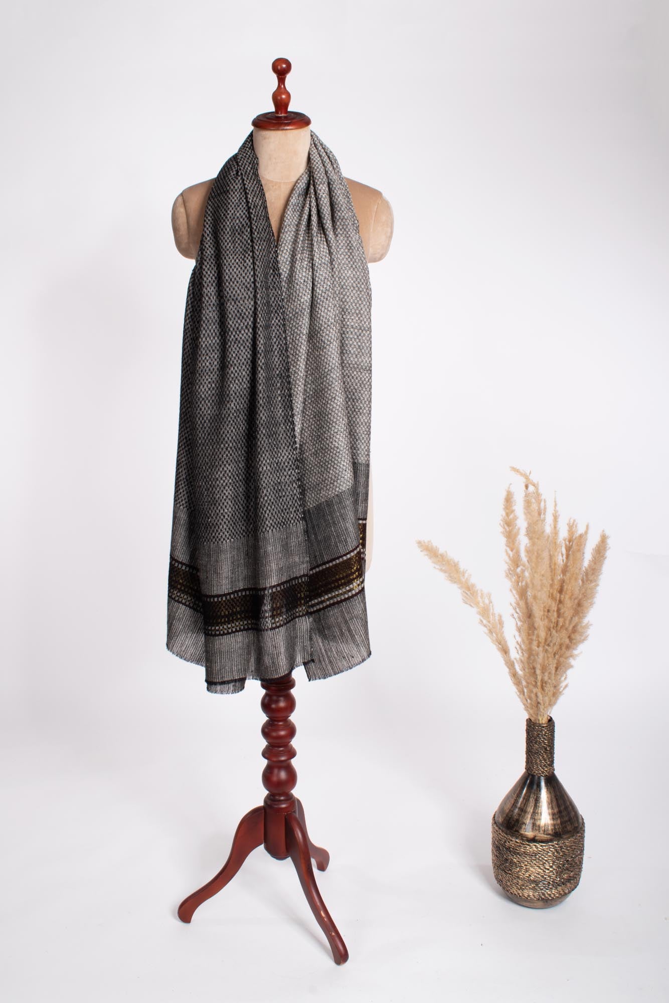 Black White New Generation Pashmina Wrap - WIRRAL