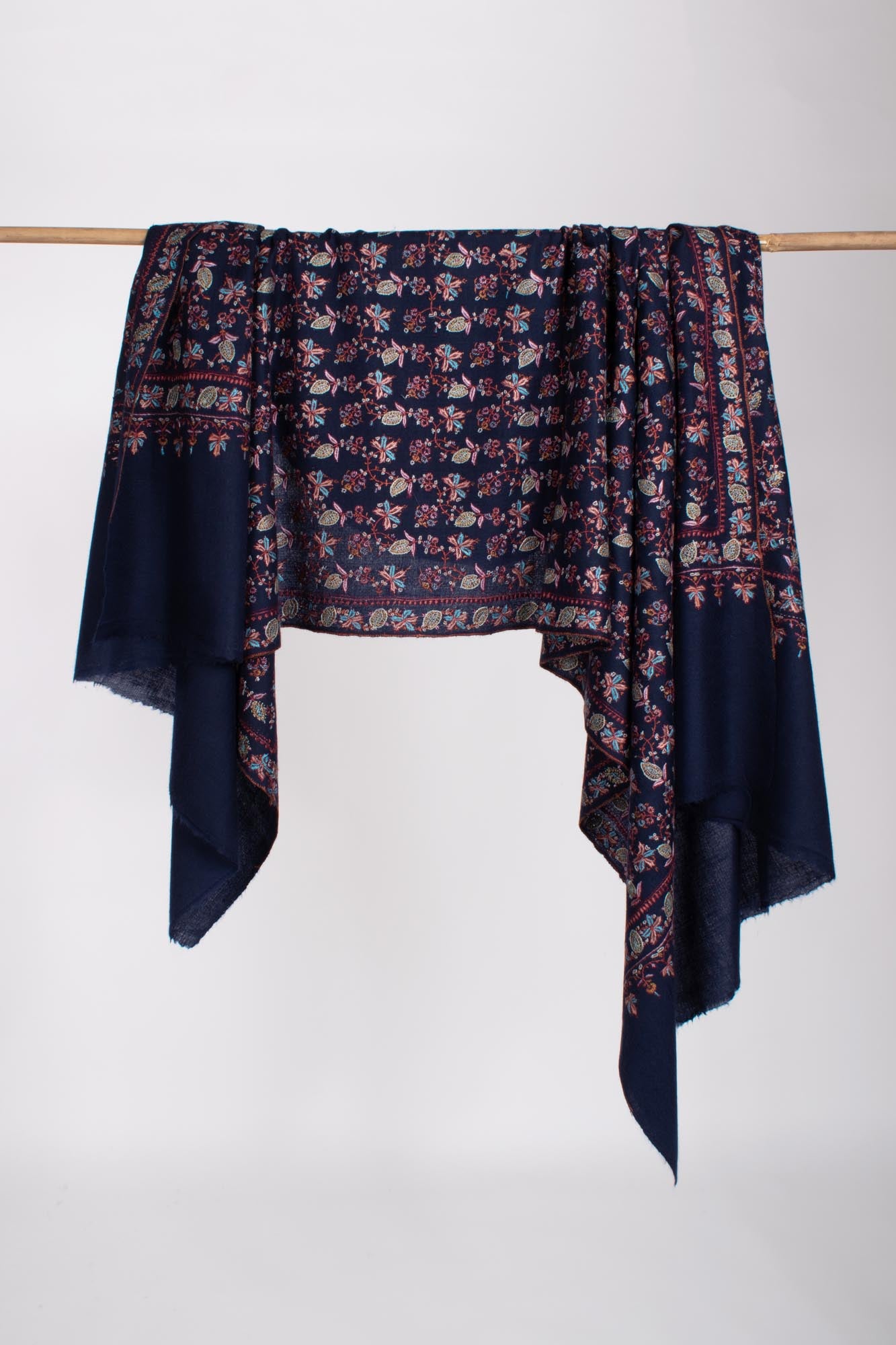 Châle Pashmina Artisanal Bleu Foncé - PETALUMA