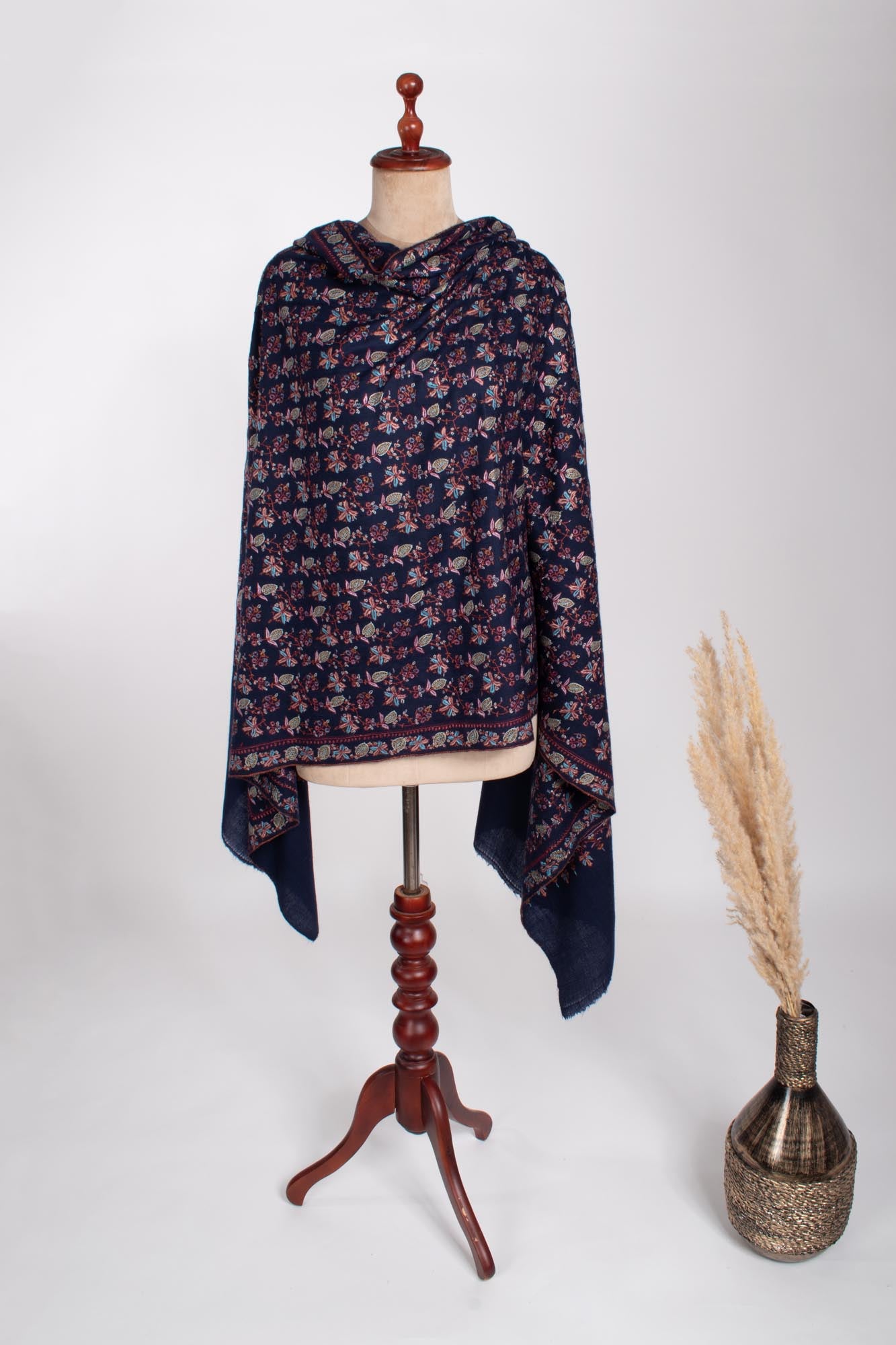 Châle Pashmina Artisanal Bleu Foncé - PETALUMA