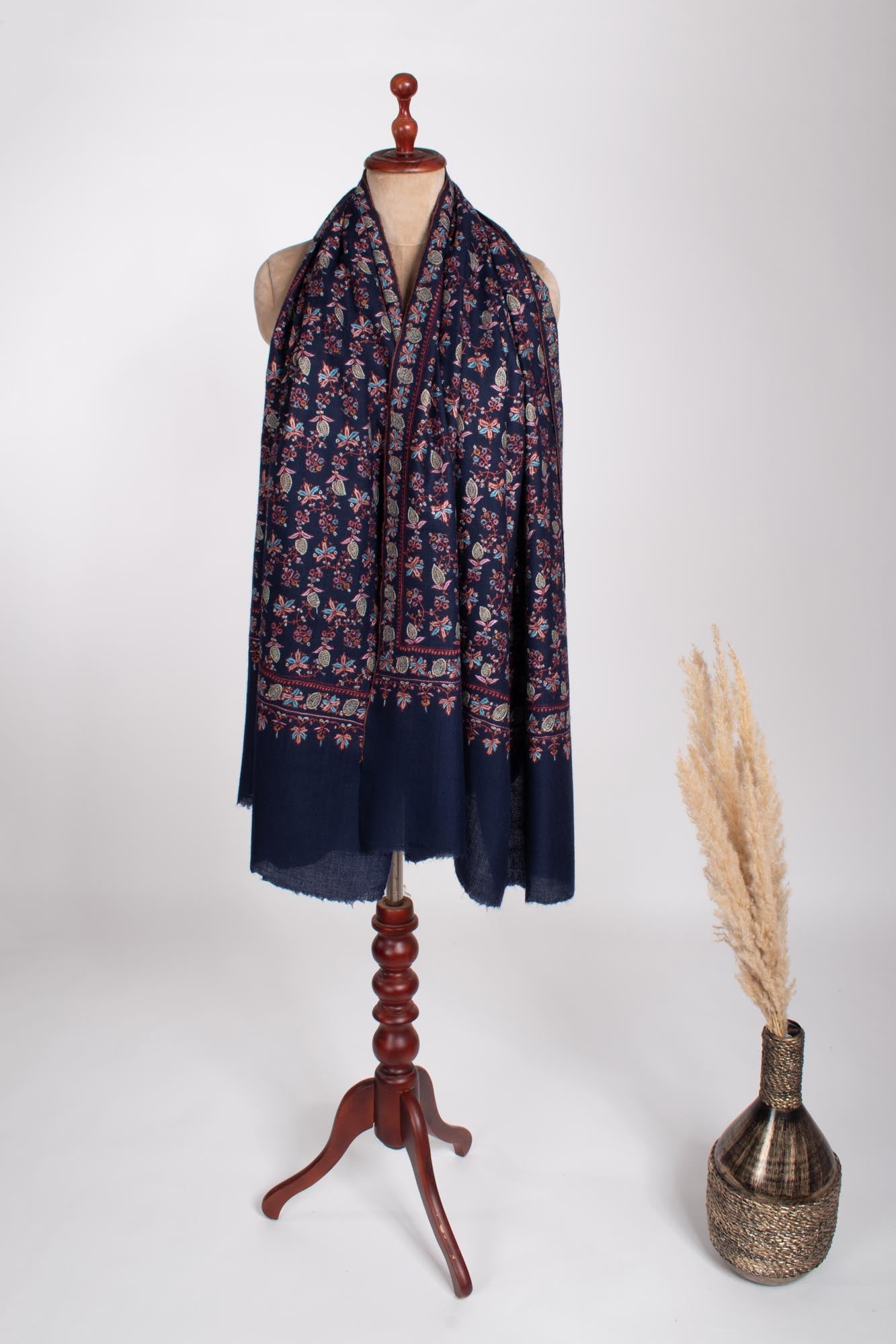 Châle Pashmina Artisanal Bleu Foncé - PETALUMA