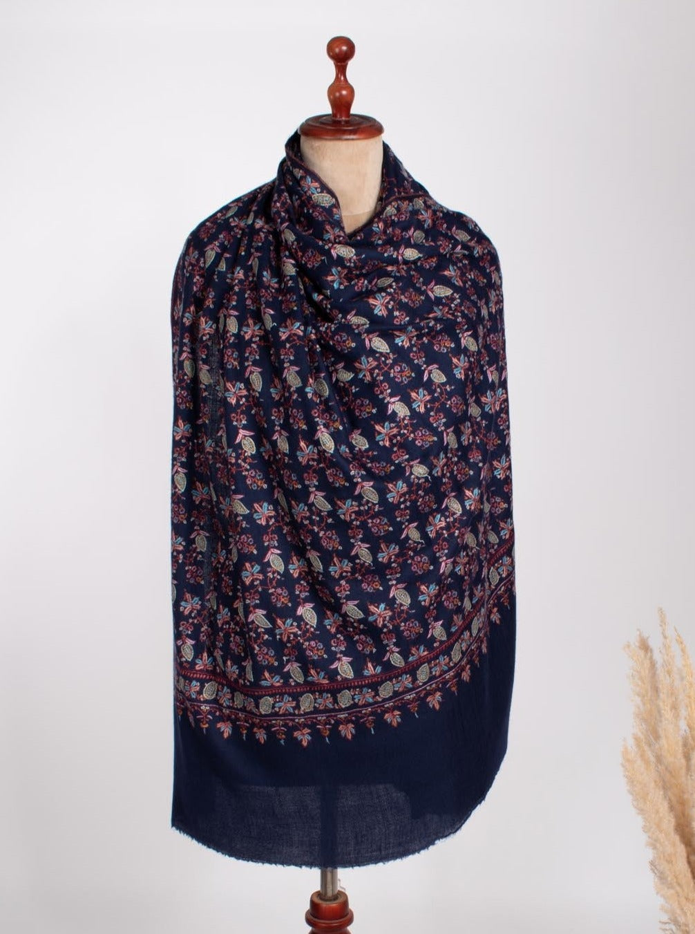 Châle Pashmina Artisanal Bleu Foncé - PETALUMA