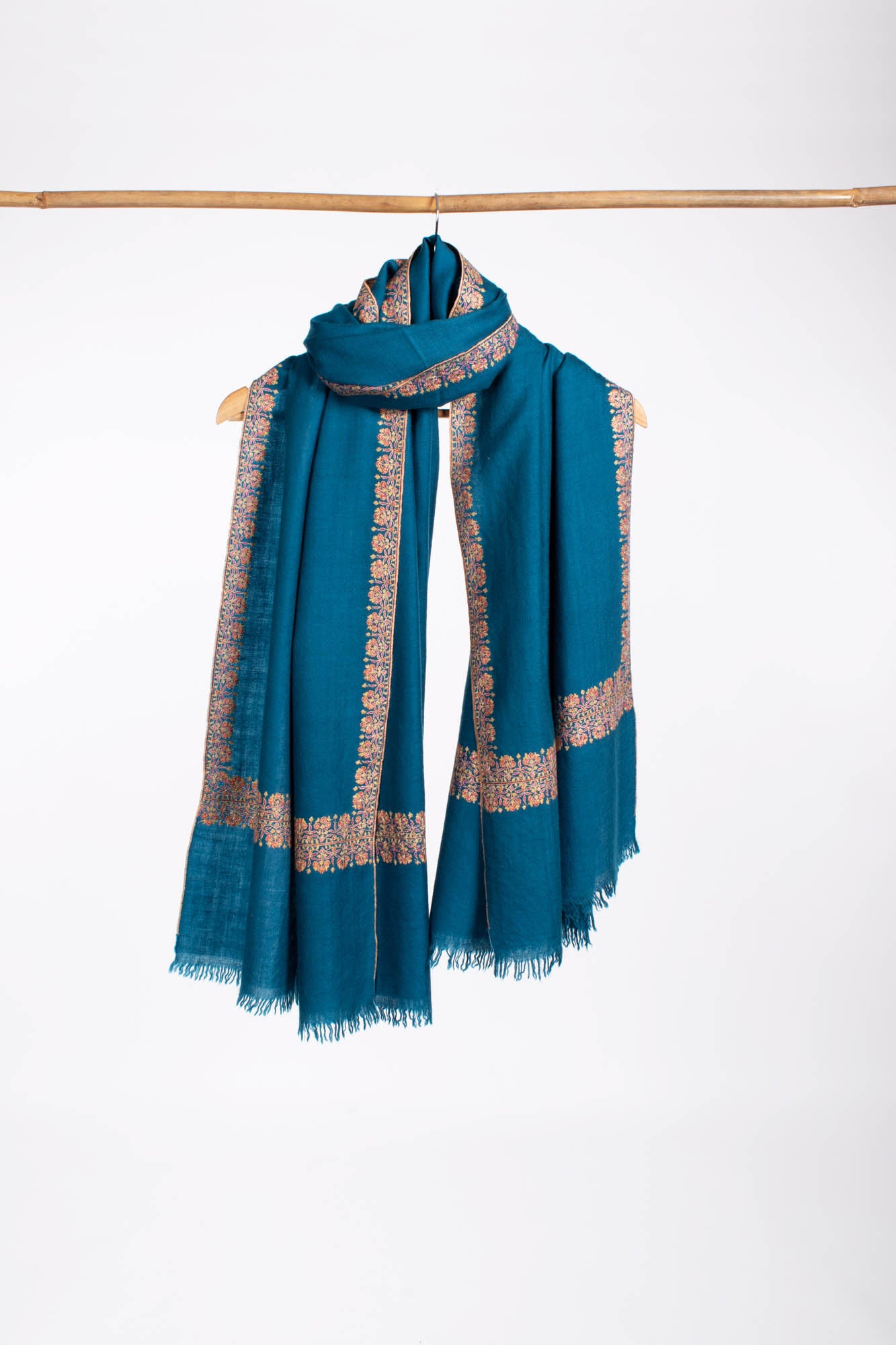 Blue Cashmere Fine Detailed Handmade Wrap - LAHAINA