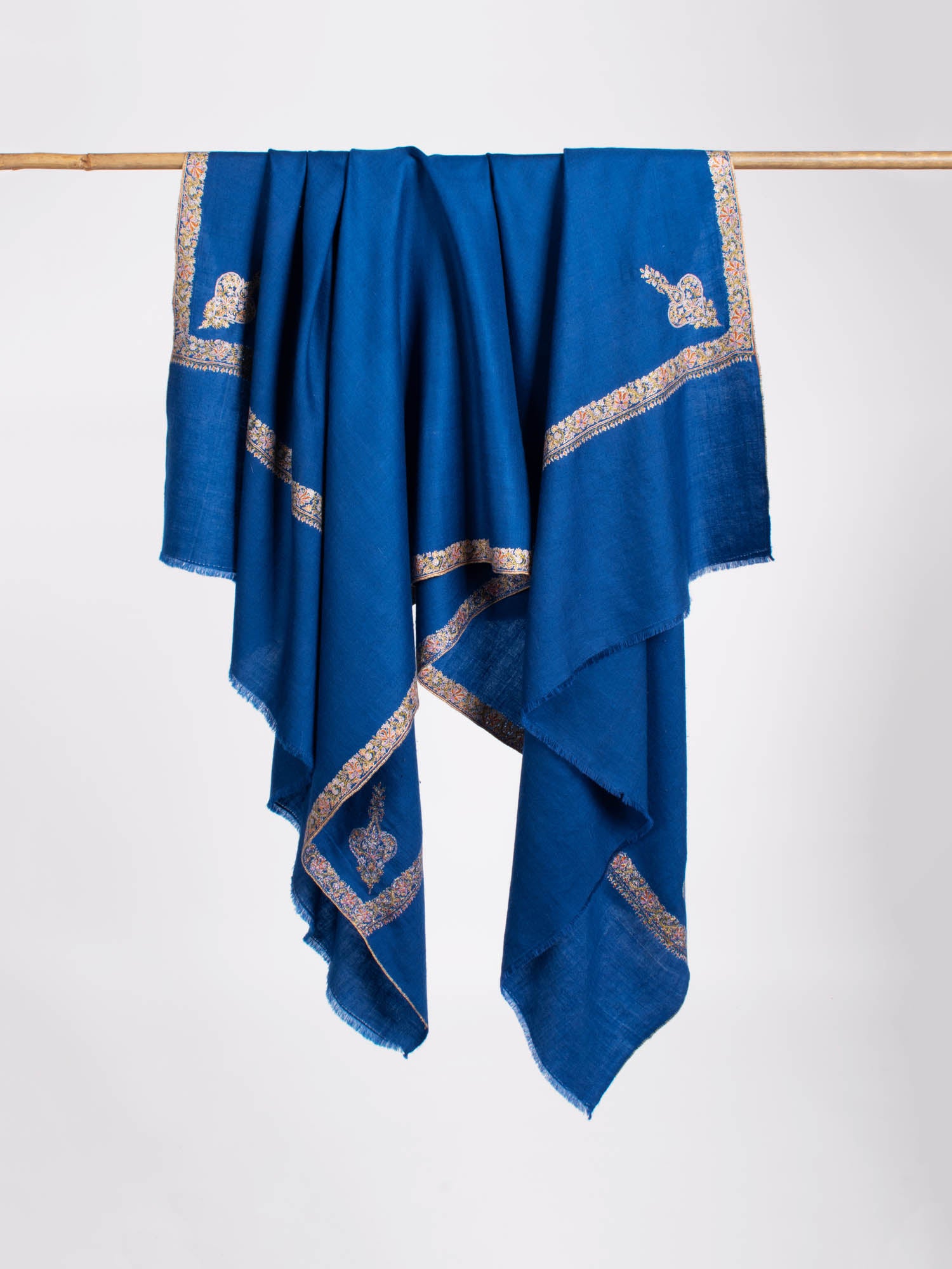 Wrap Cachemire Indien Brodé Hashia Bleu - SONOMA