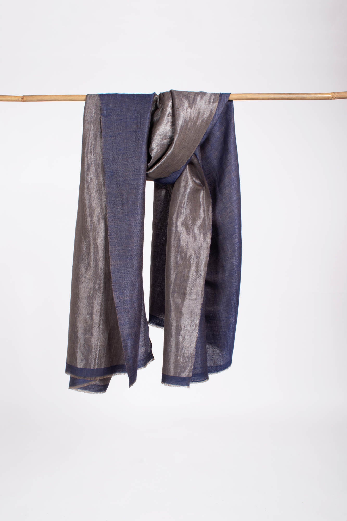 Blauer und Zari-Silber-Pashmina-Schal – GILA