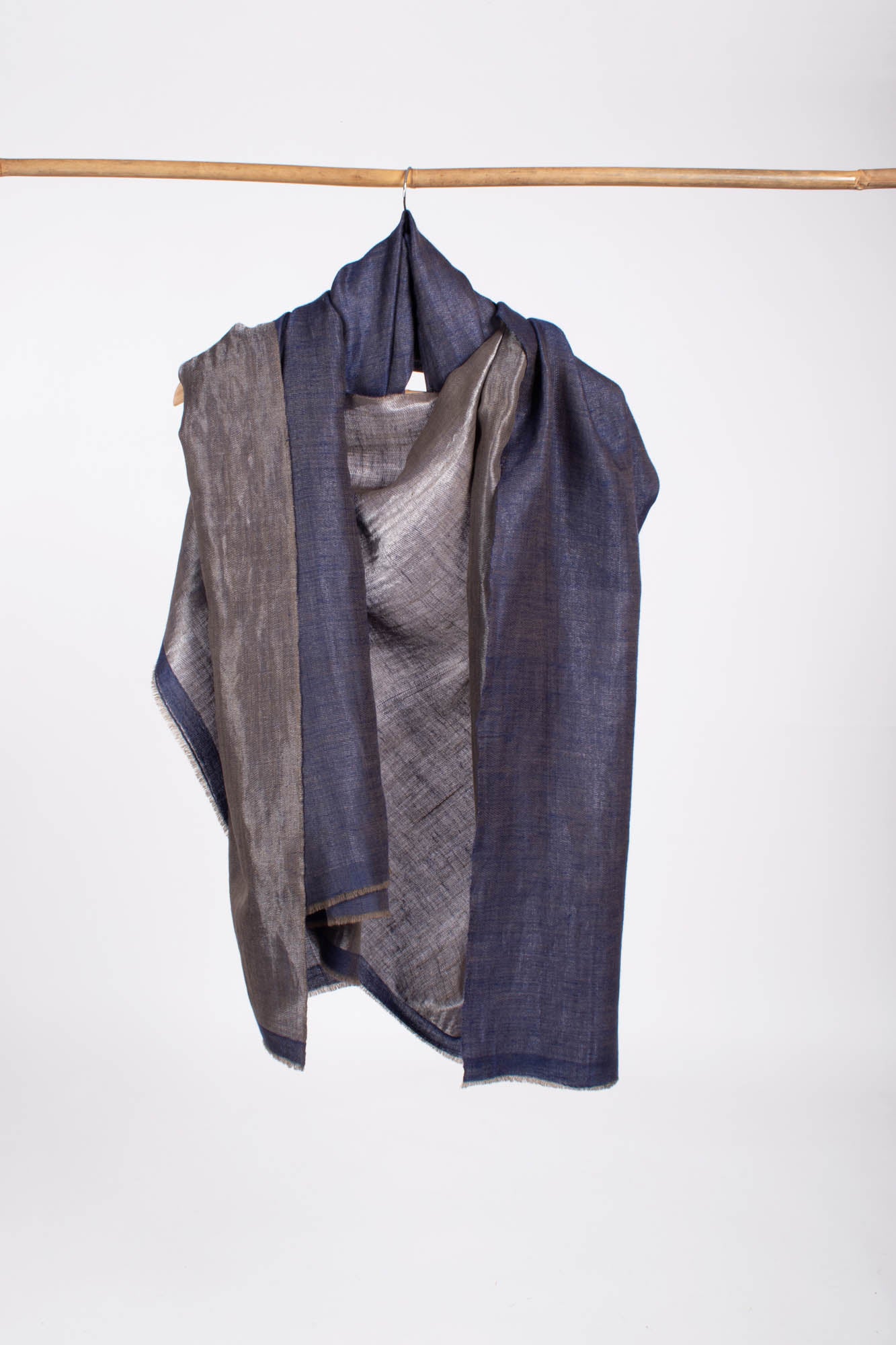 Blauer und Zari-Silber-Pashmina-Schal – GILA