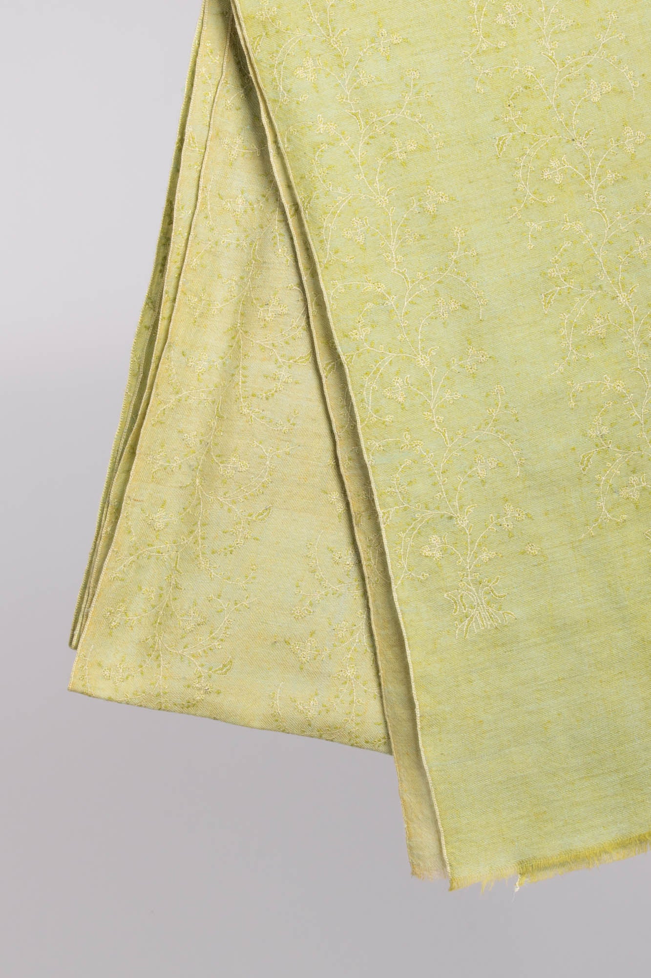 Scialle Pashmina Kashmir giallo lime pallido e blu - WAIMEA