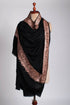 Copper Tilla Embroidered Black Pashmina Shawl - HALLSTATT