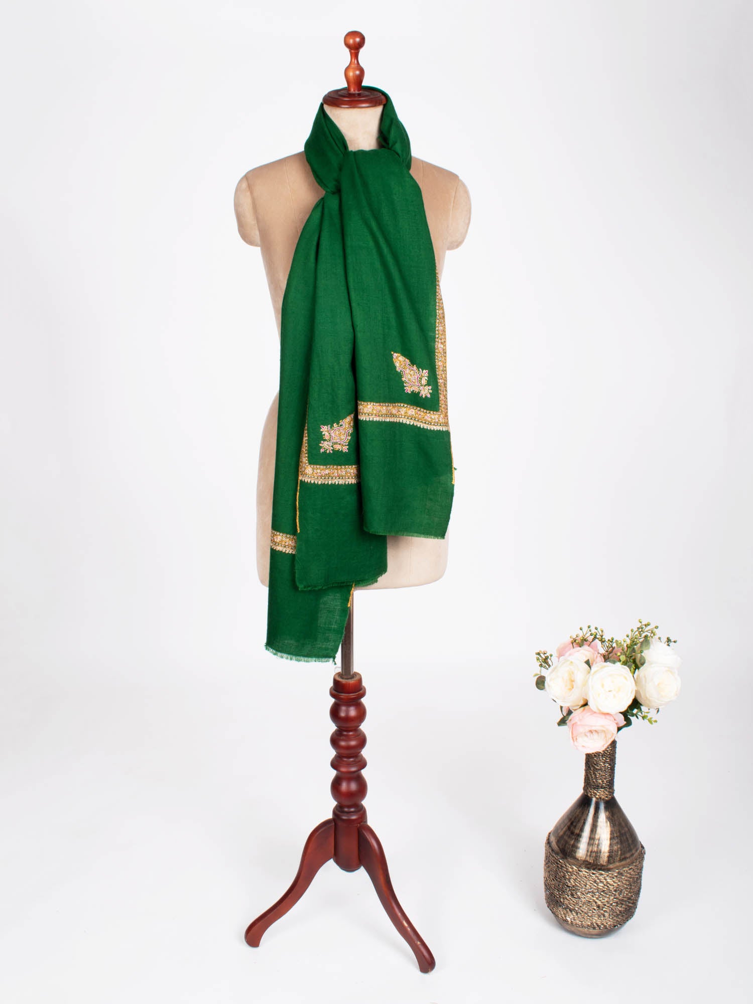 Emerald Green Hashia Beautiful Pashmina Shawl - LARAMIE