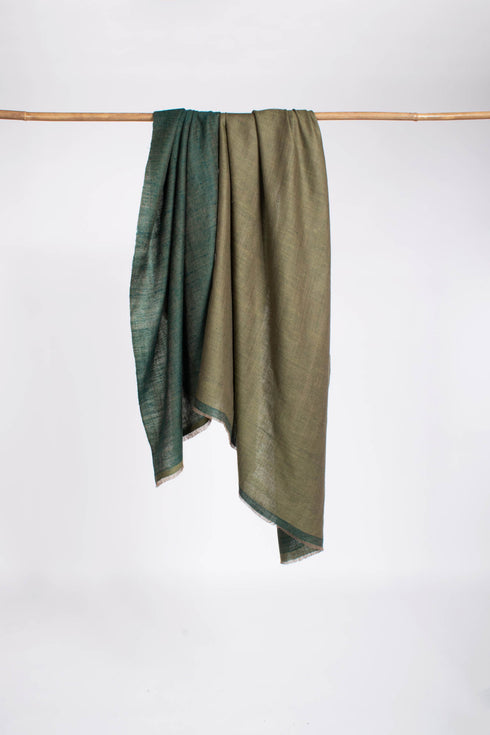 Dual Sided Pashmina Scarf in Forest  and Olive Green - REGIS