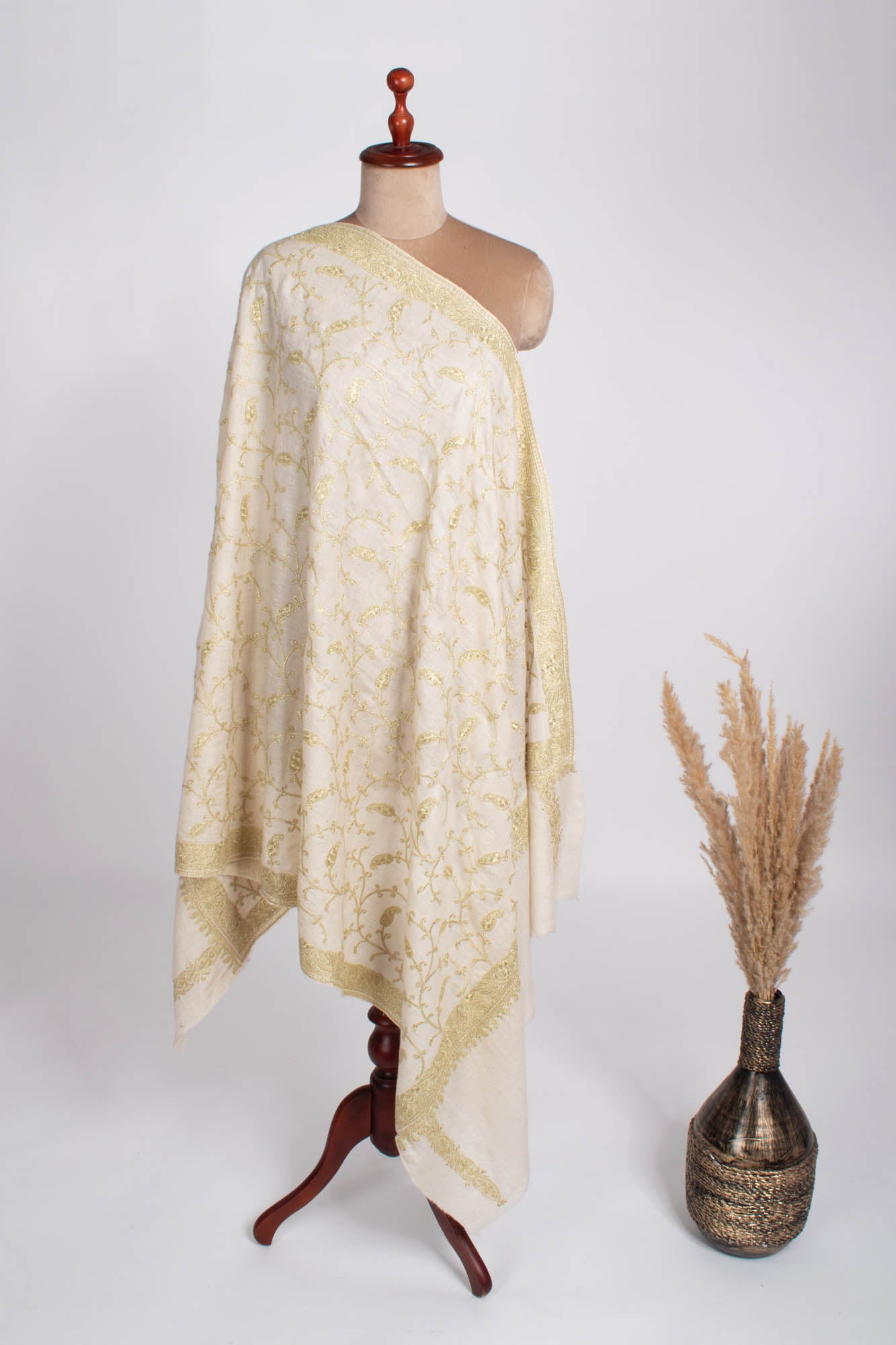 Gi Certified Hand Spun Tilla Embroidered Shawl - WAILUKU