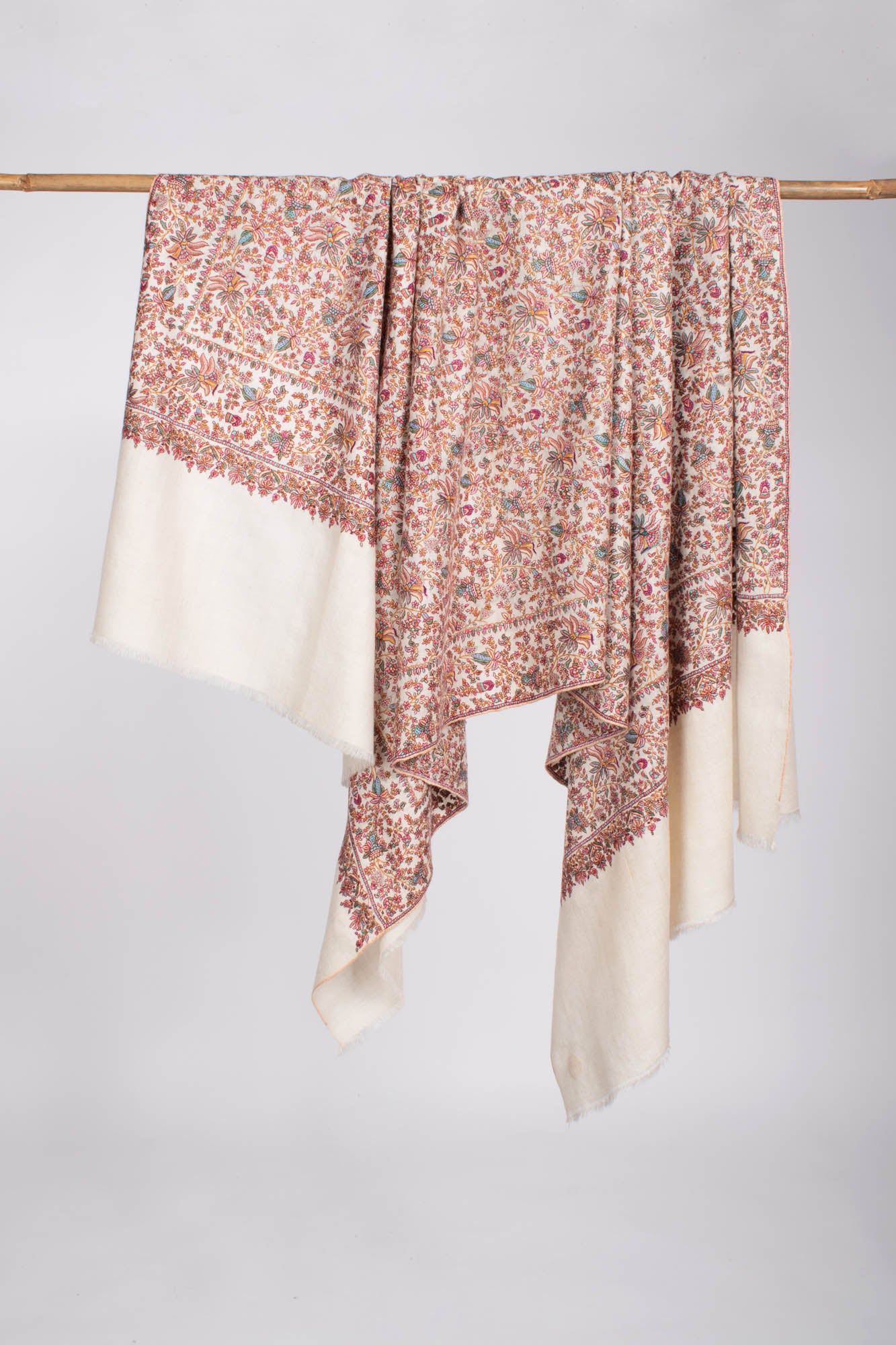 Hand Spun Silk Embroidered Exclusive Pashmina - GREELEY