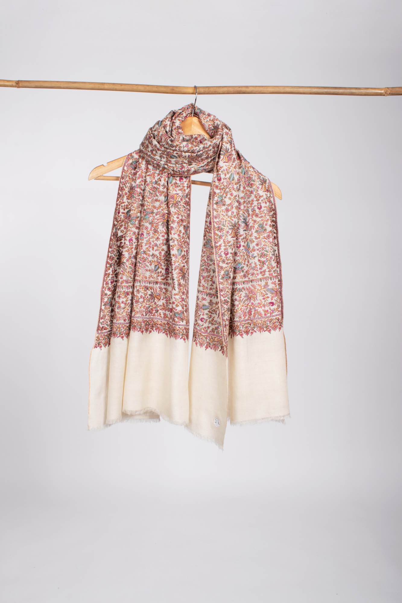 Hand Spun Silk Embroidered Exclusive Pashmina - GREELEY