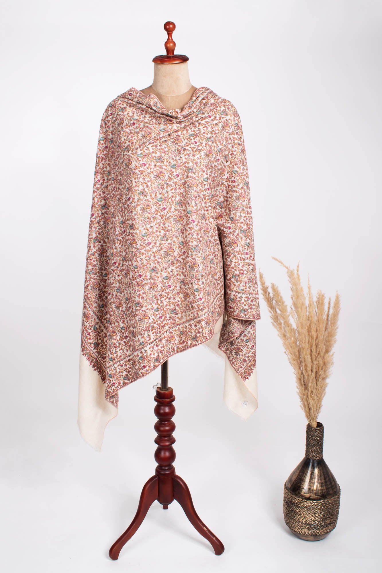 Hand Spun Silk Embroidered Exclusive Pashmina - GREELEY