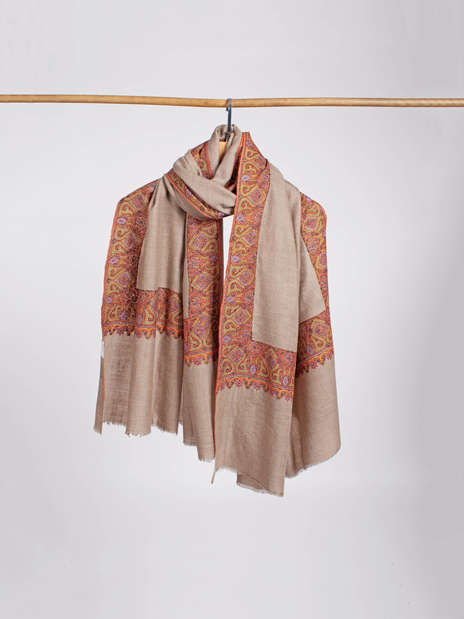 Gray Daur Dar Embroidered Formal Pashmina Shawl