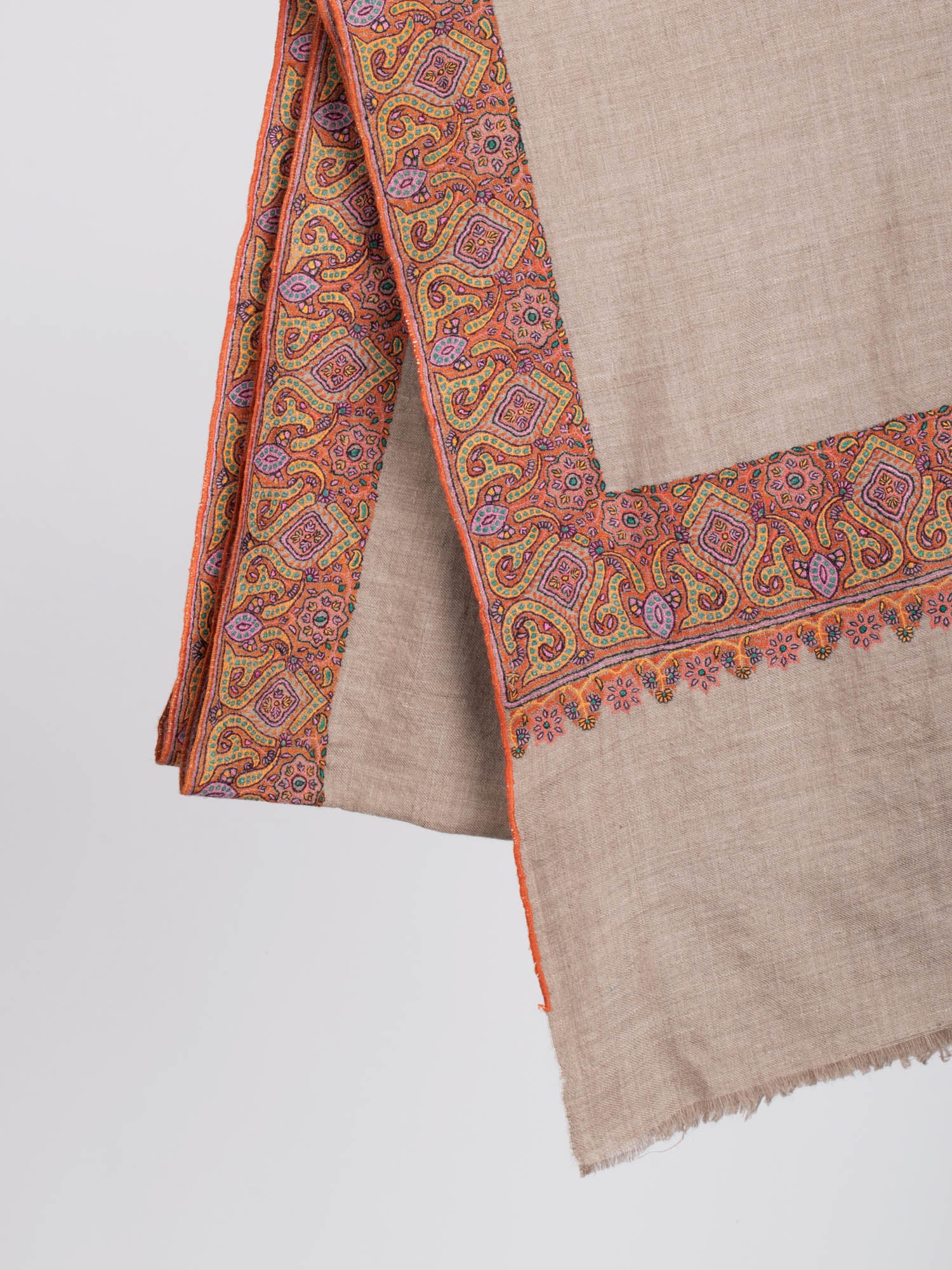 Gray Daur Dar Embroidered Formal Pashmina Shawl