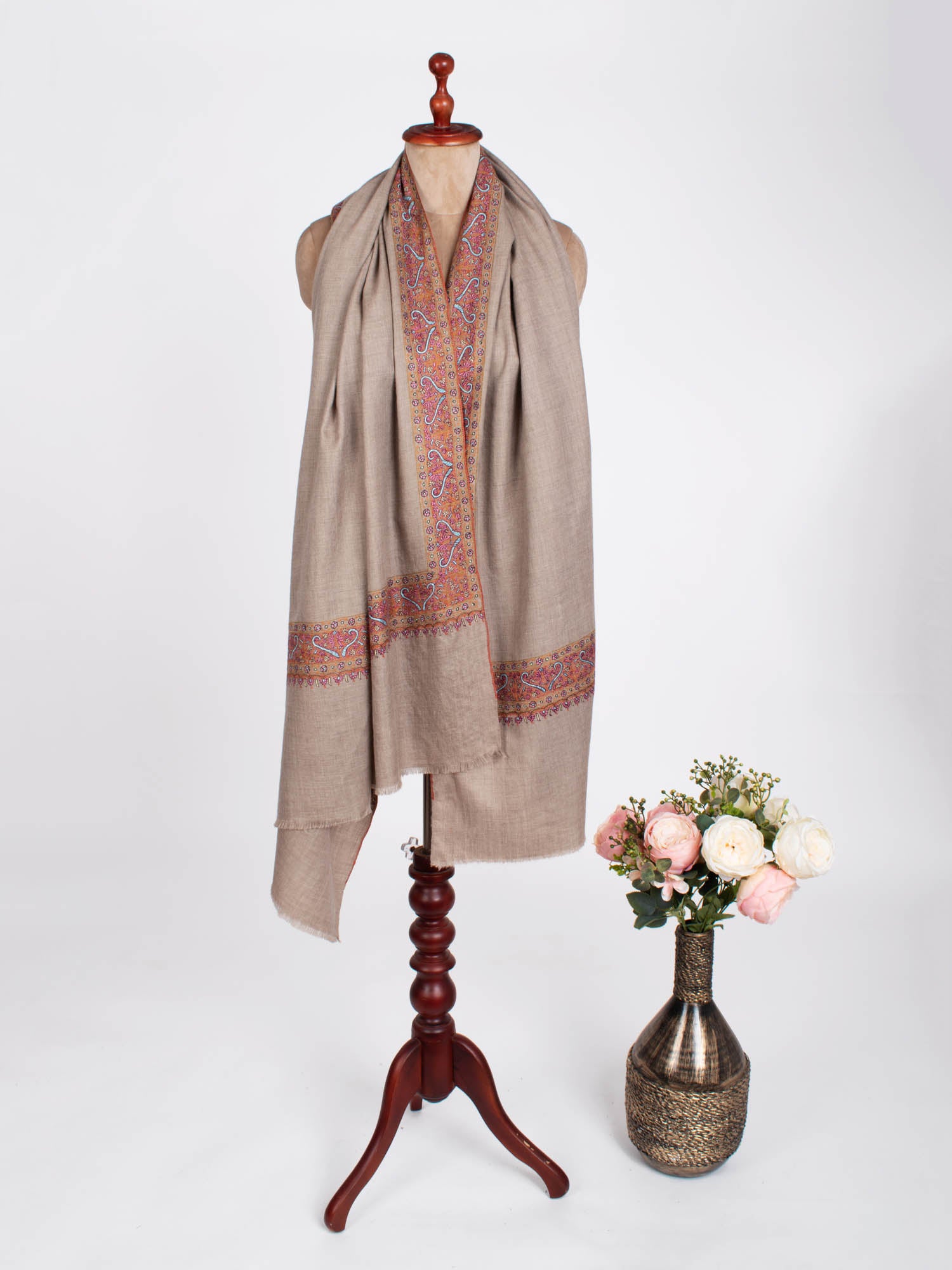 Grey Daur Dar Formal Cashmere Shawl