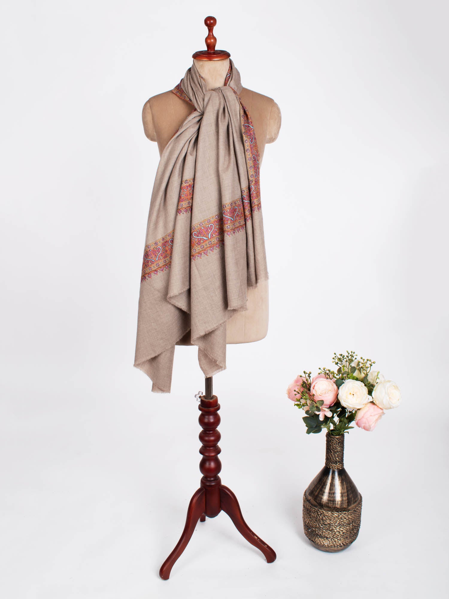 Grey Daur Dar Formal Cashmere Shawl