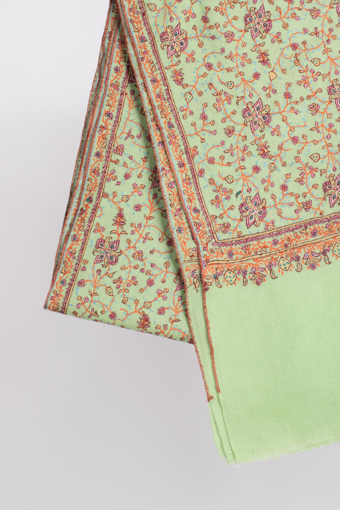 Châle Pashmina Jaali Cachemire Vert - BHIWADI