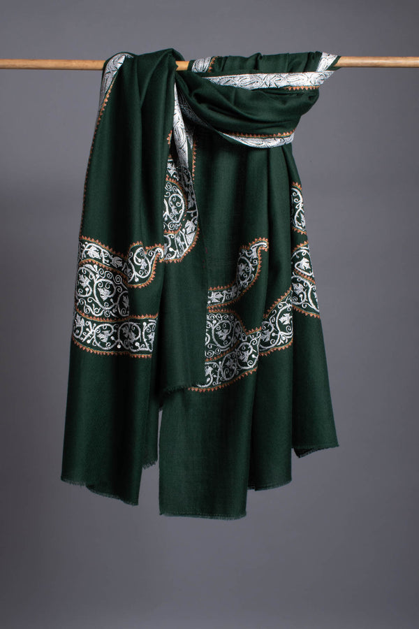 Green Hand Tilla Embroidered Pashmina Shawl - RHYL