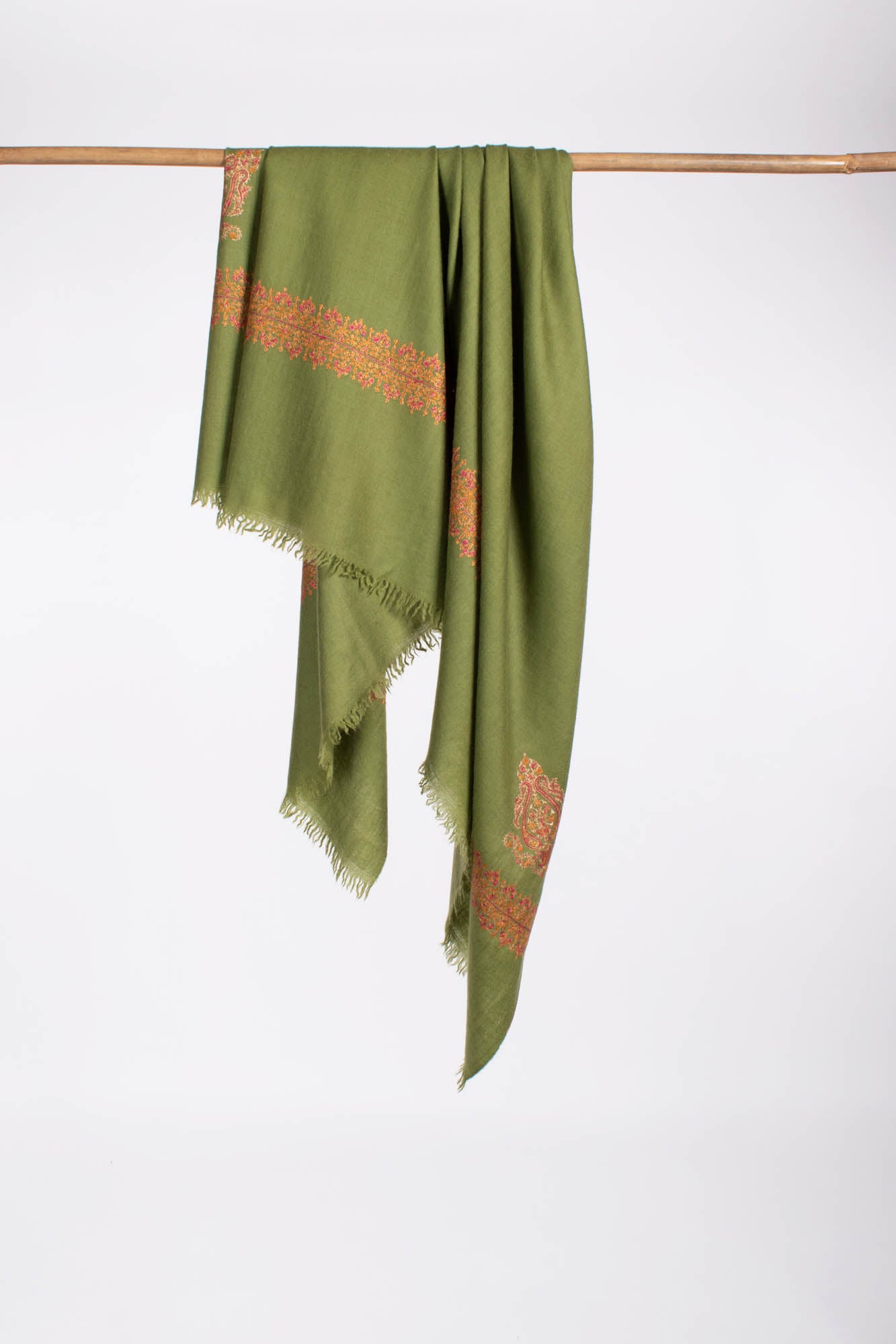 Olive Green Neemdaur Beautiful Luxury Cashmere Wrap - IDAHO