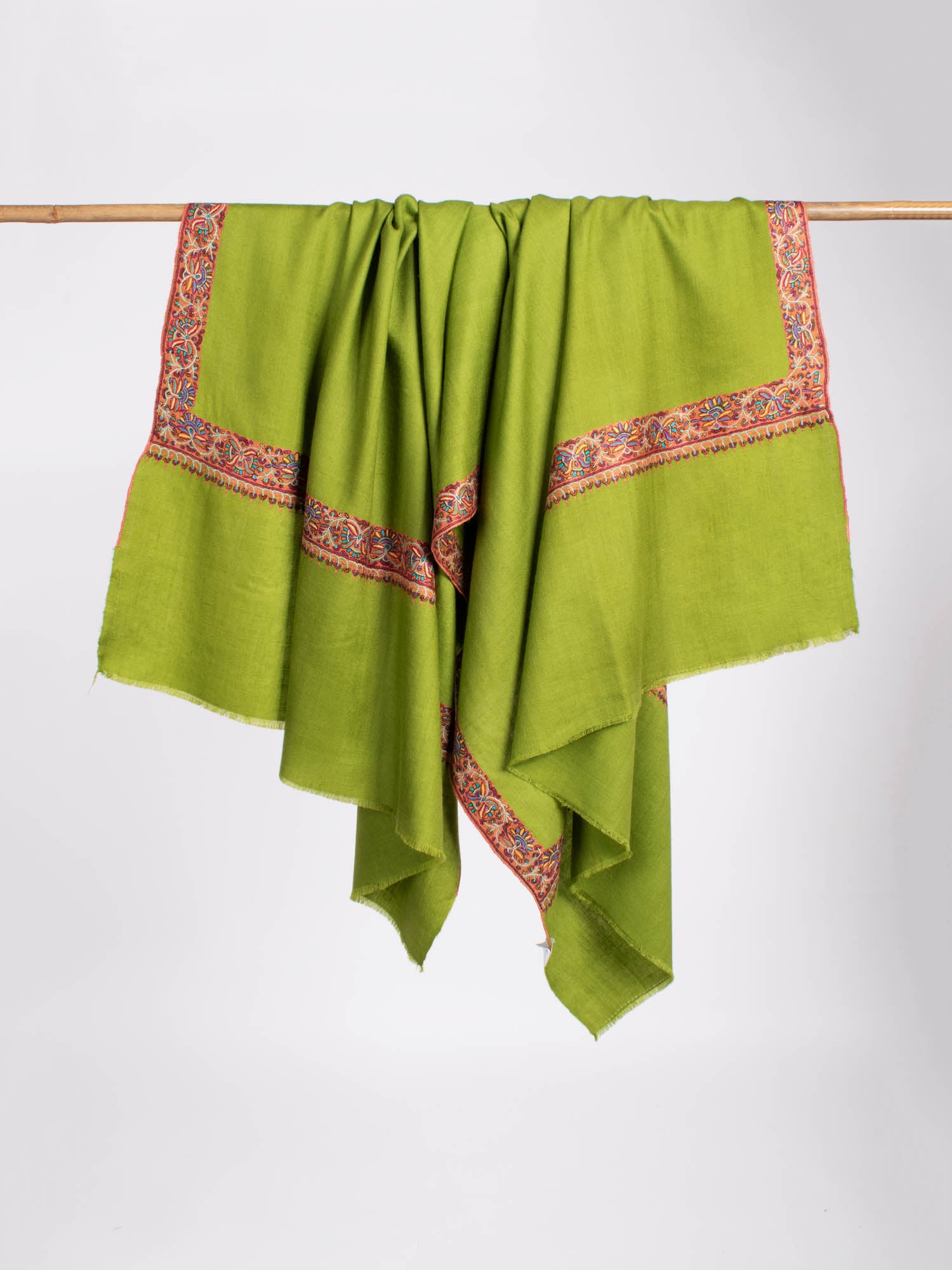 Châle Pashmina Brodé Sozni Vert