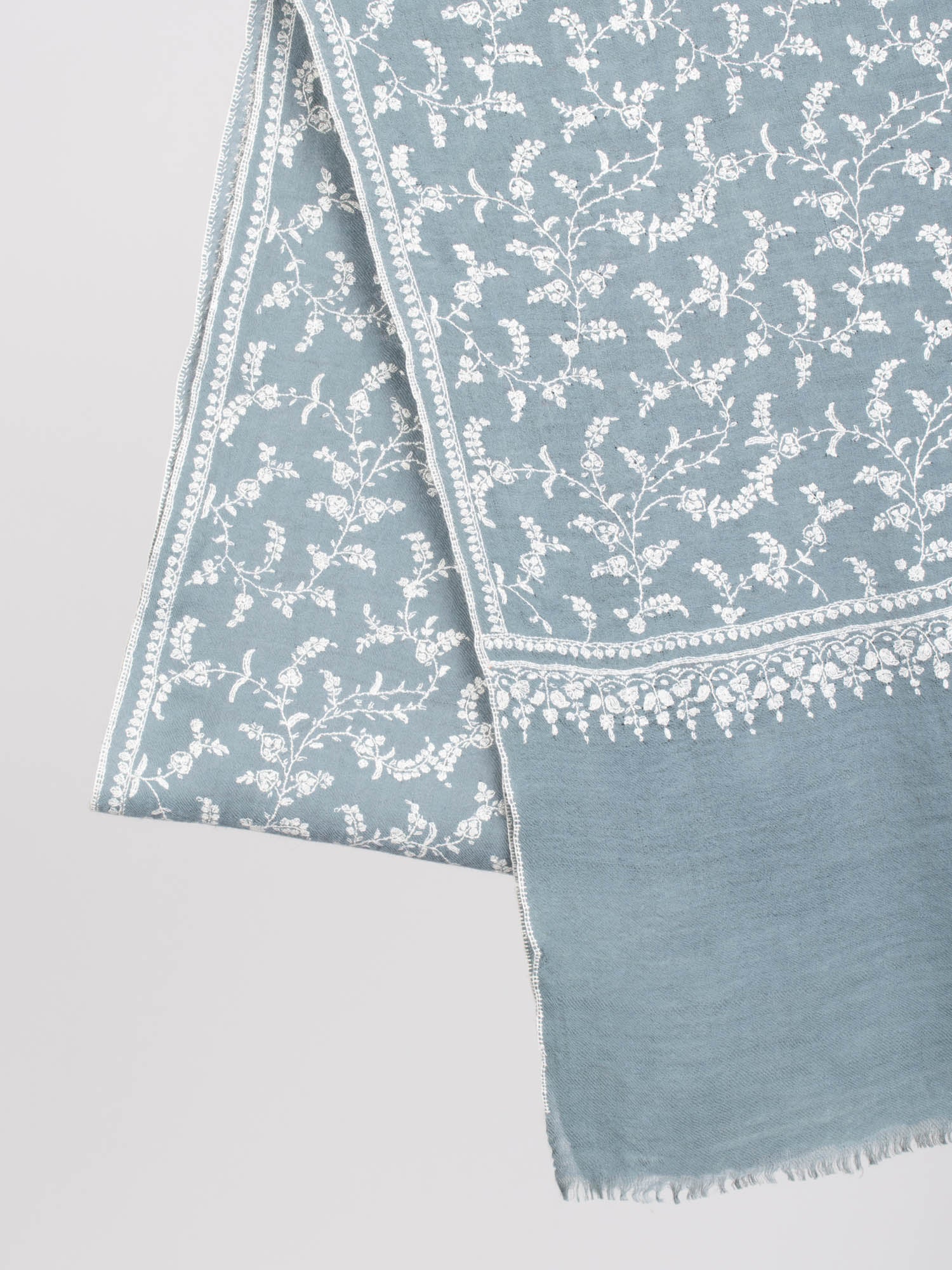 Grey Embroidered Cashmere Scarf - MENTOR