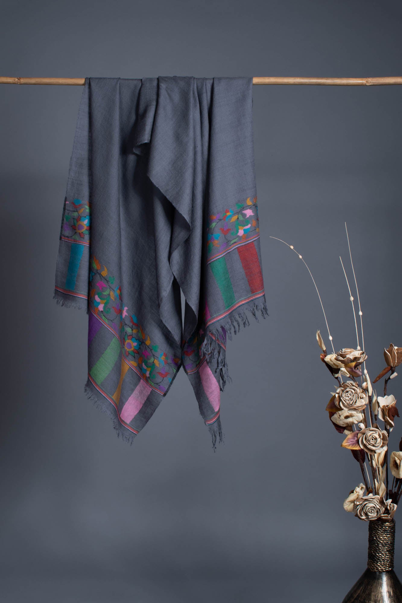 Grey Kani Pashmina Scarf - DENBIGH