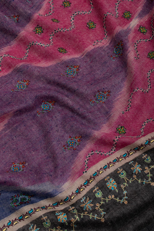 Handloomed Ikat Pashmina With Embroidery - BARMER