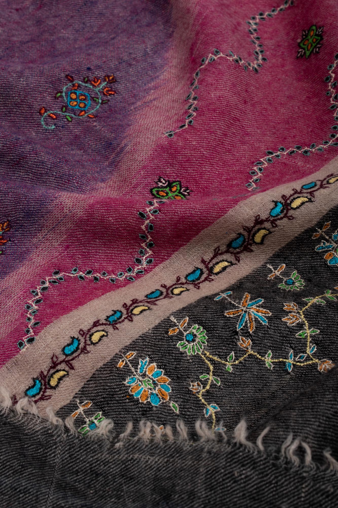 Handloomed Ikat Pashmina With Embroidery - BARMER