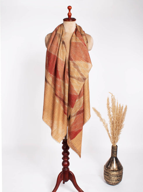 Handloomed Kashmiri Pashmina Shawl with Ikat Weaving - PEAK