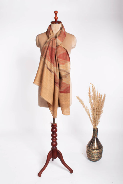 Handloomed Kashmiri Pashmina Shawl with Ikat Weaving - PEAK