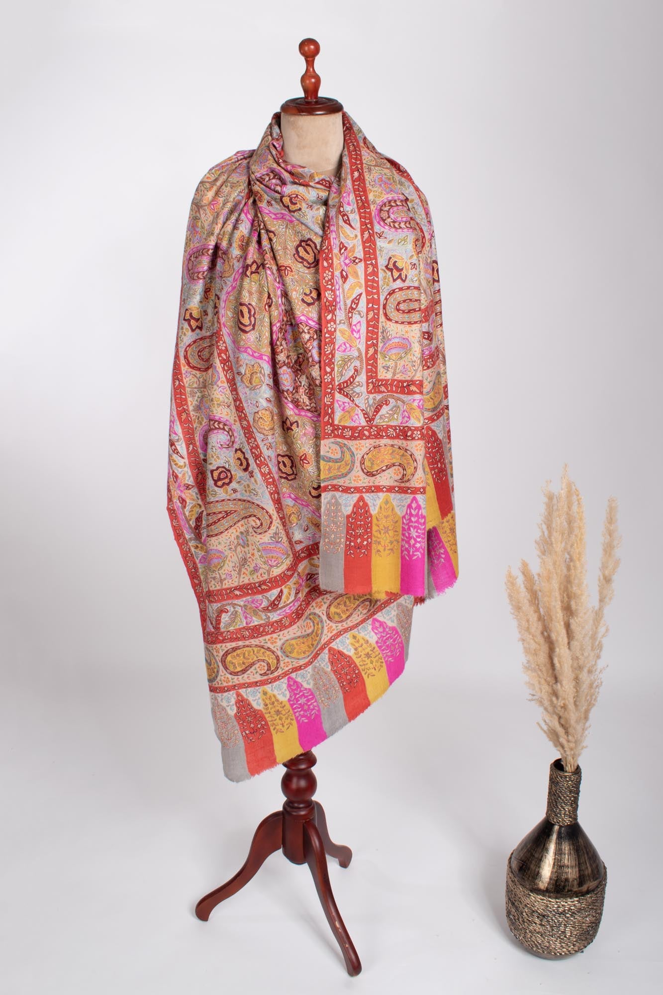 Hand Embroidered Kalamkari Shawl - RANCHI