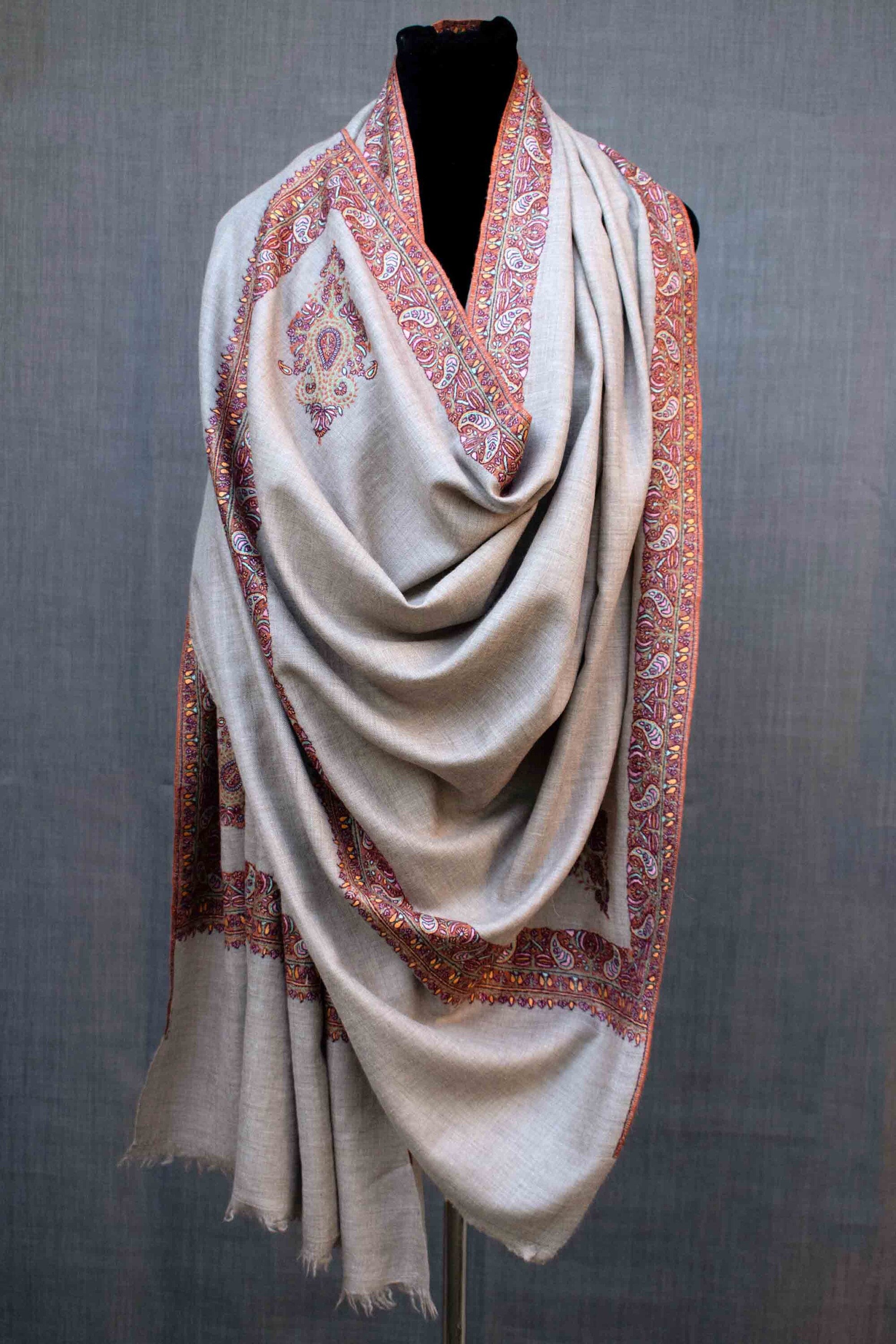 Kashmiri Shawl Hand Embroidery Pure Pashmina Shawl Wrap