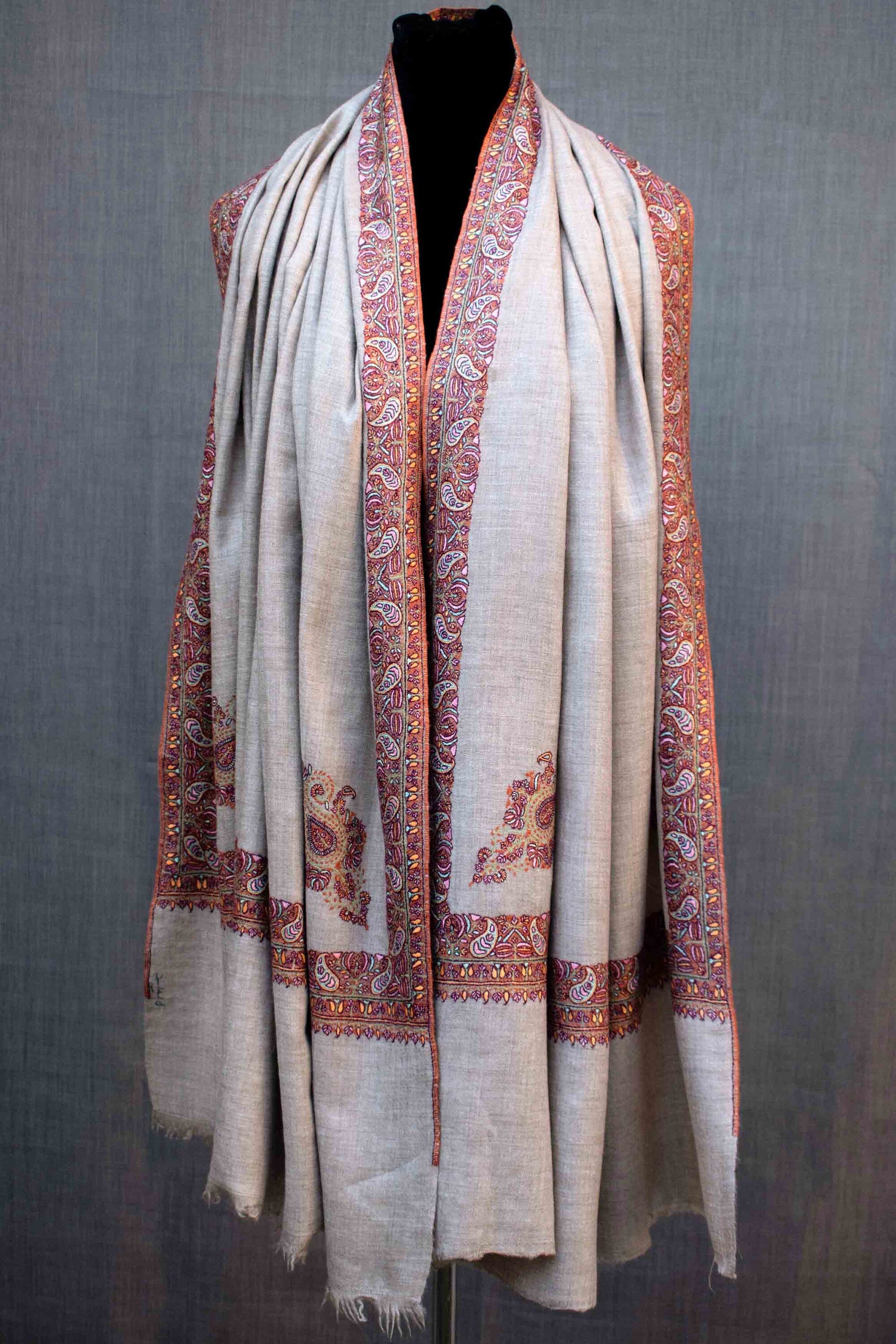 Kashmiri Shawl Hand Embroidery Pure Pashmina Shawl Wrap