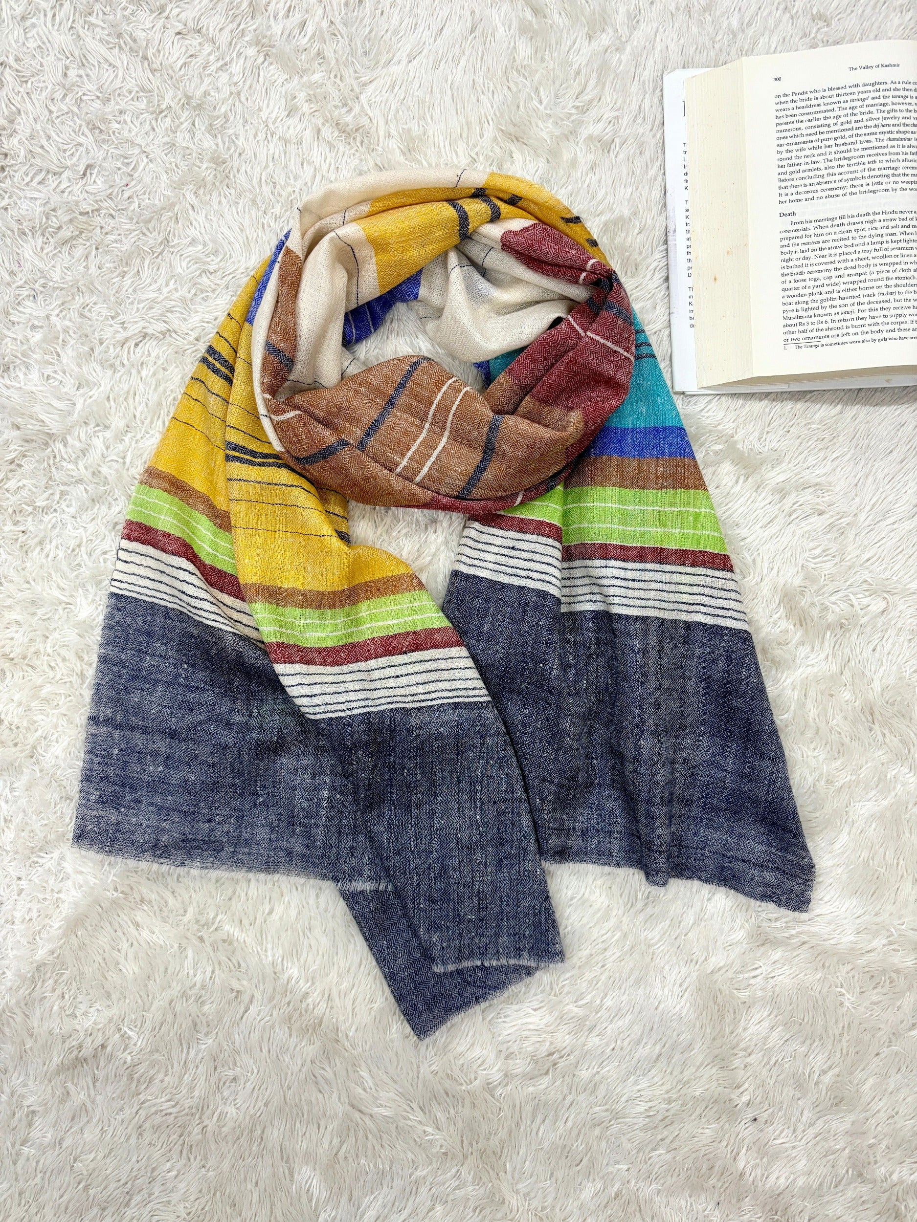 Multi Color Stripped Handloomed Cashmere Scarf - KENT