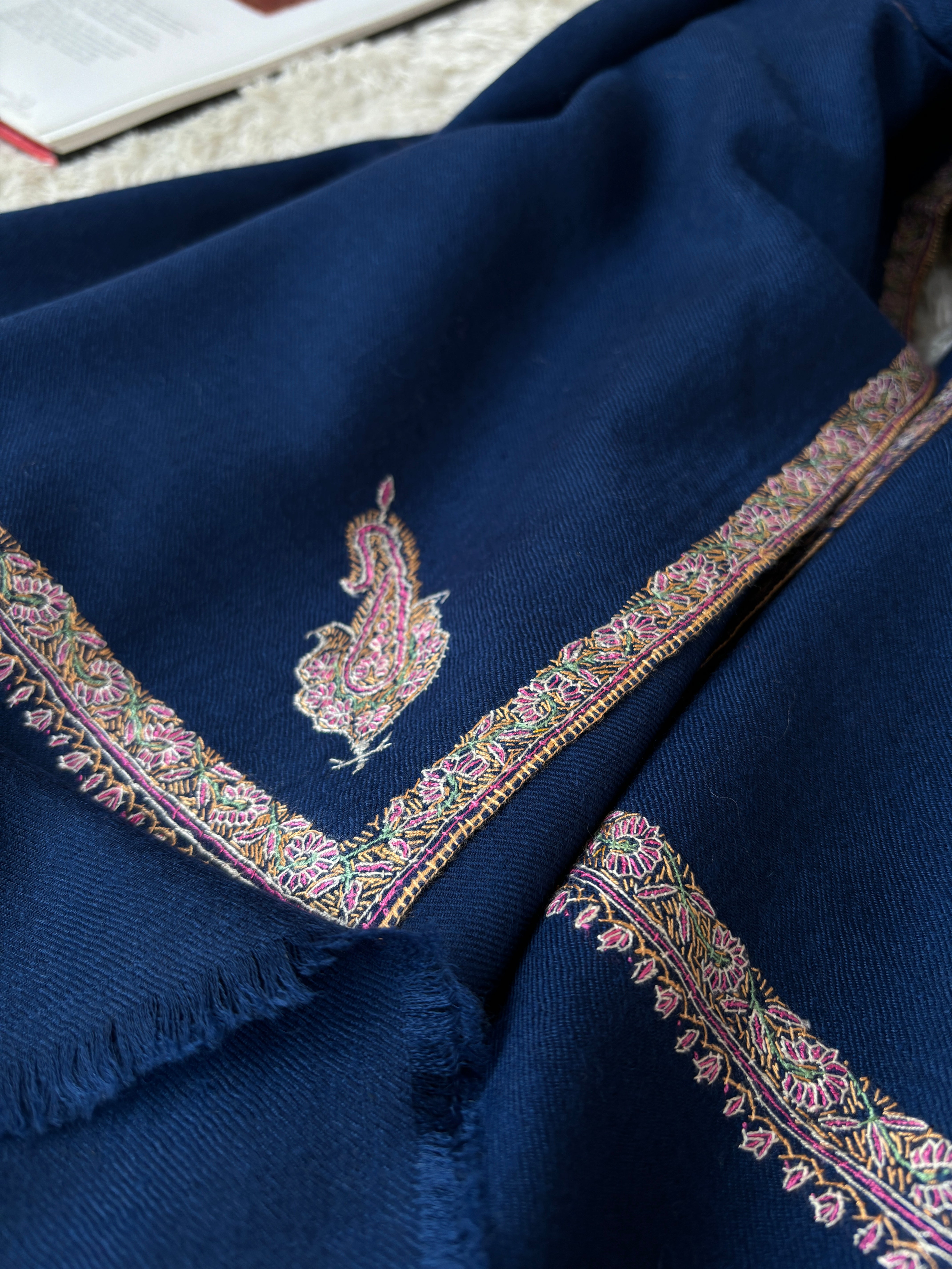 Royal Blue Kashmir Pashmina Shawl - Shumail