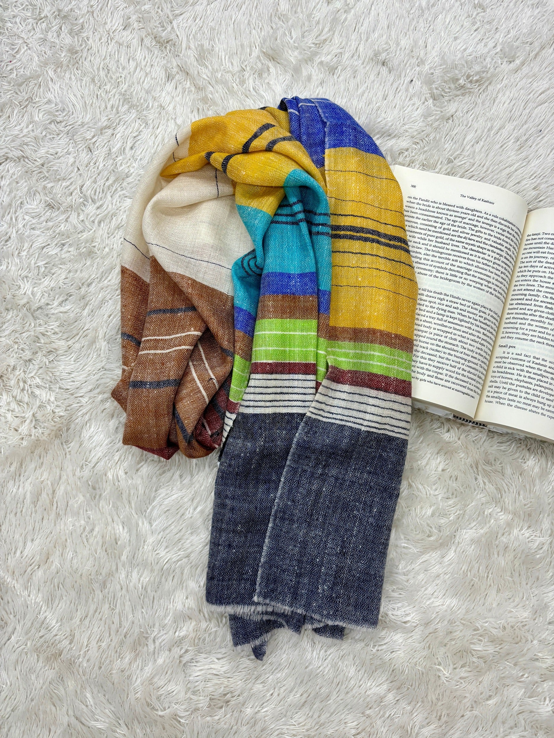 Multi Color Stripped Handloomed Cashmere Scarf - KENT