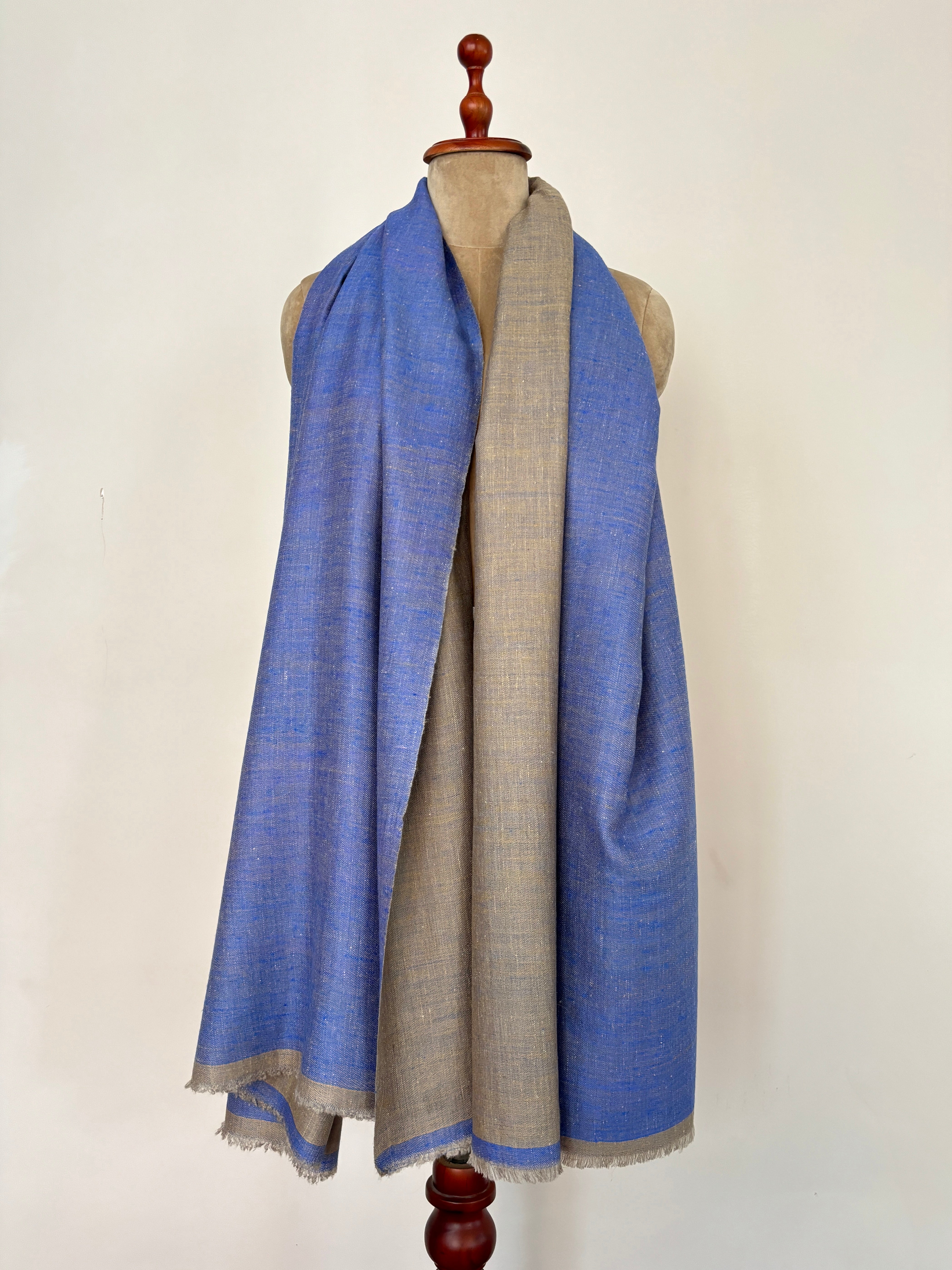 Châle Pashmina Dorukha Bleu Beige