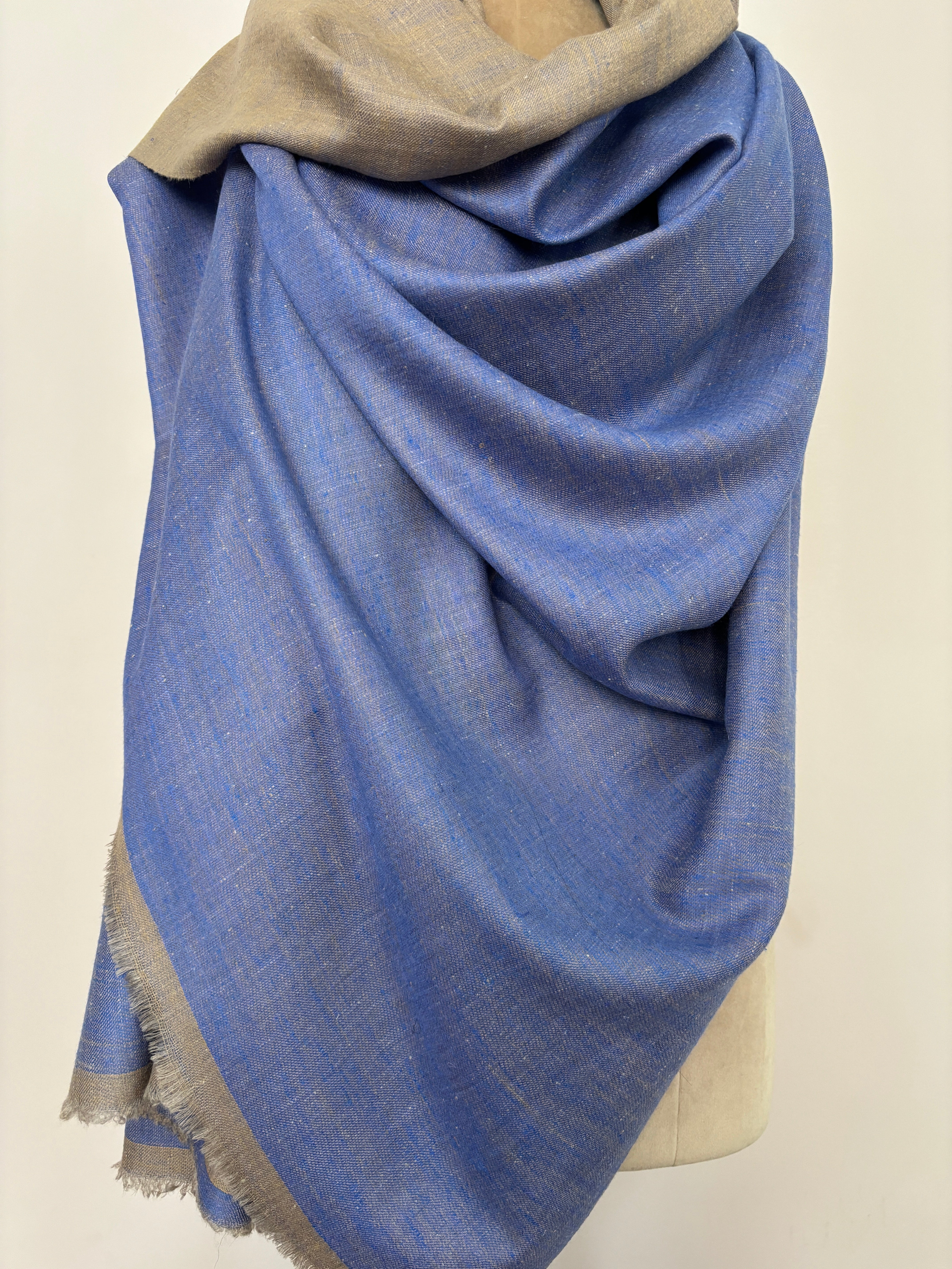 Châle Pashmina Dorukha Bleu Beige