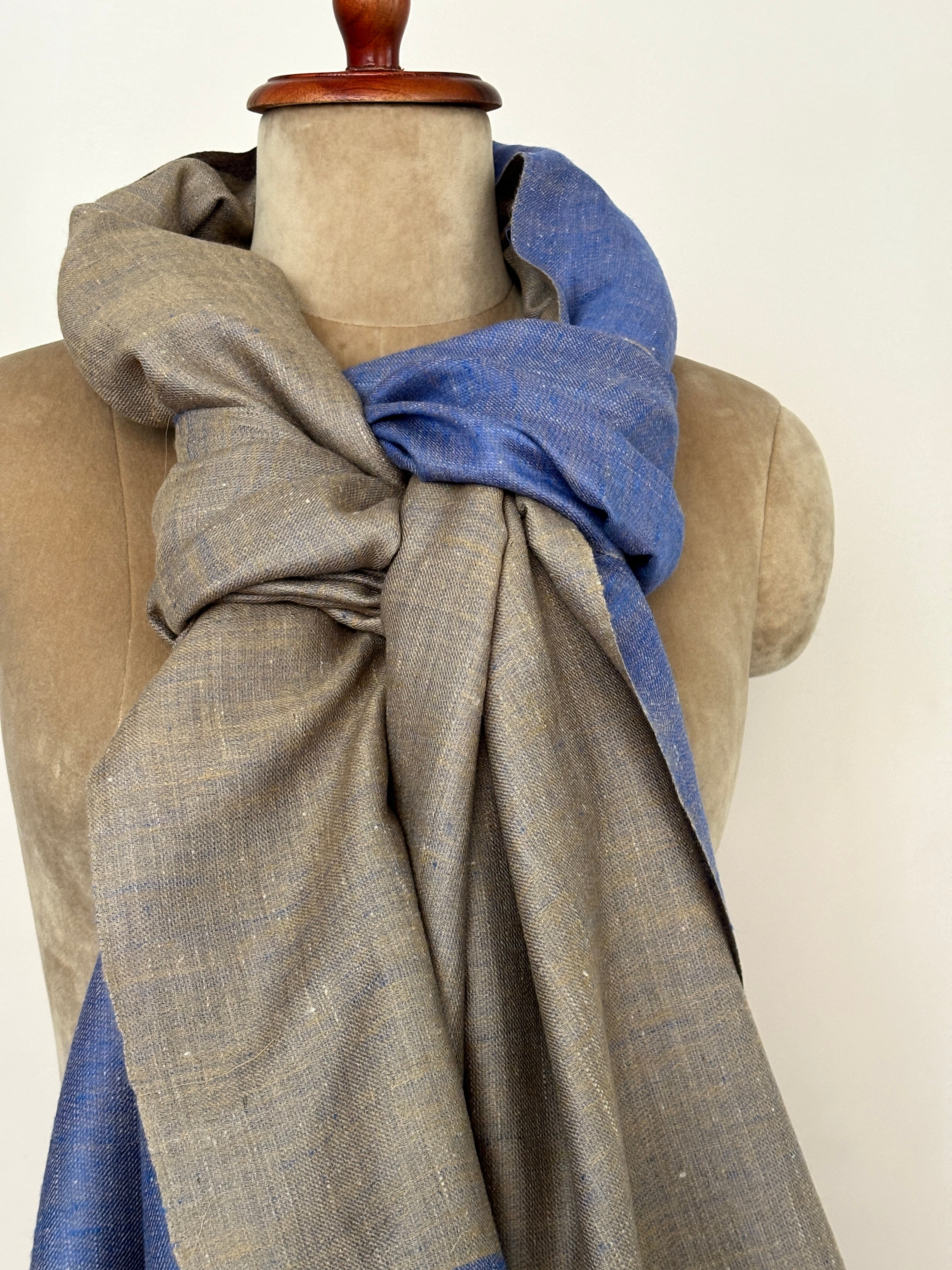 Blue Beige Dorukha Pashmina Shawl