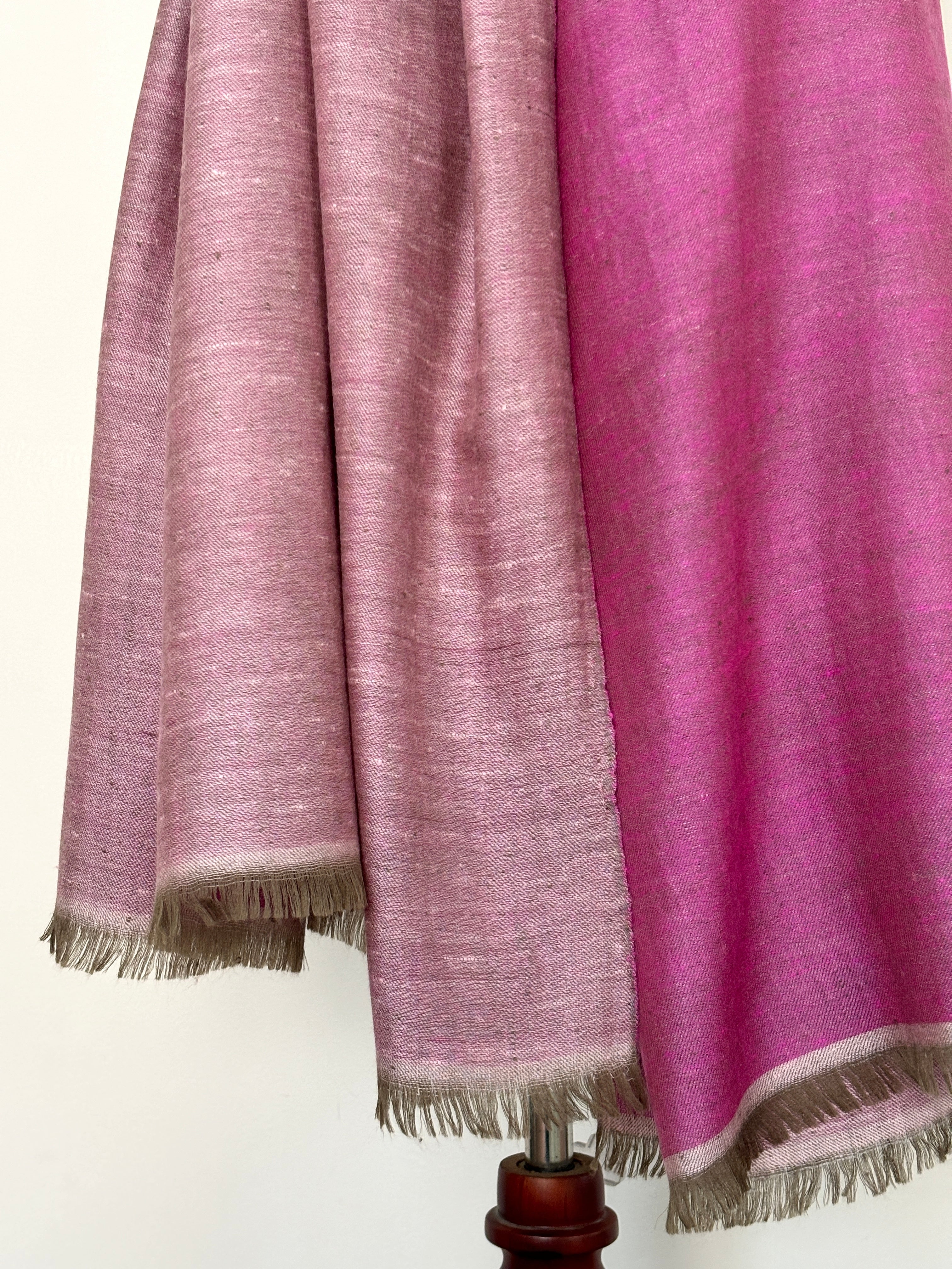 Fuchsia and Ivory Dorukha Kashmiri Pashmina Handloom Shawl