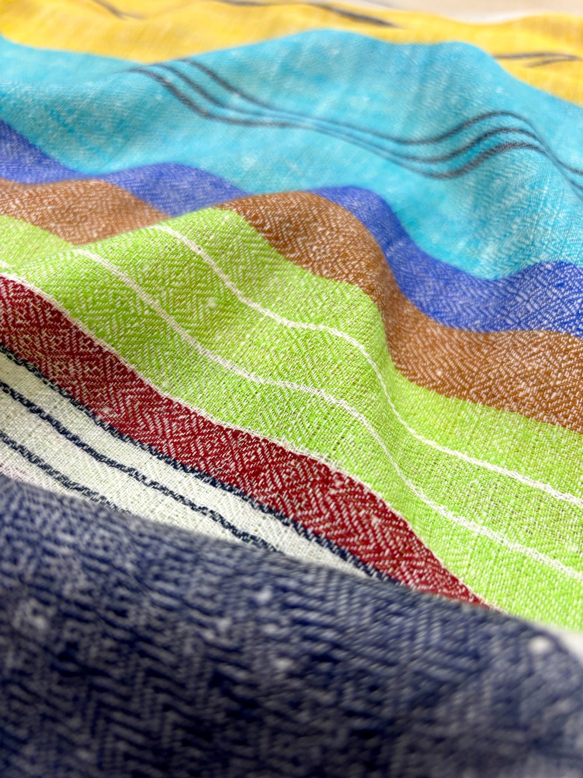 Multi Color Stripped Handloomed Cashmere Scarf - KENT