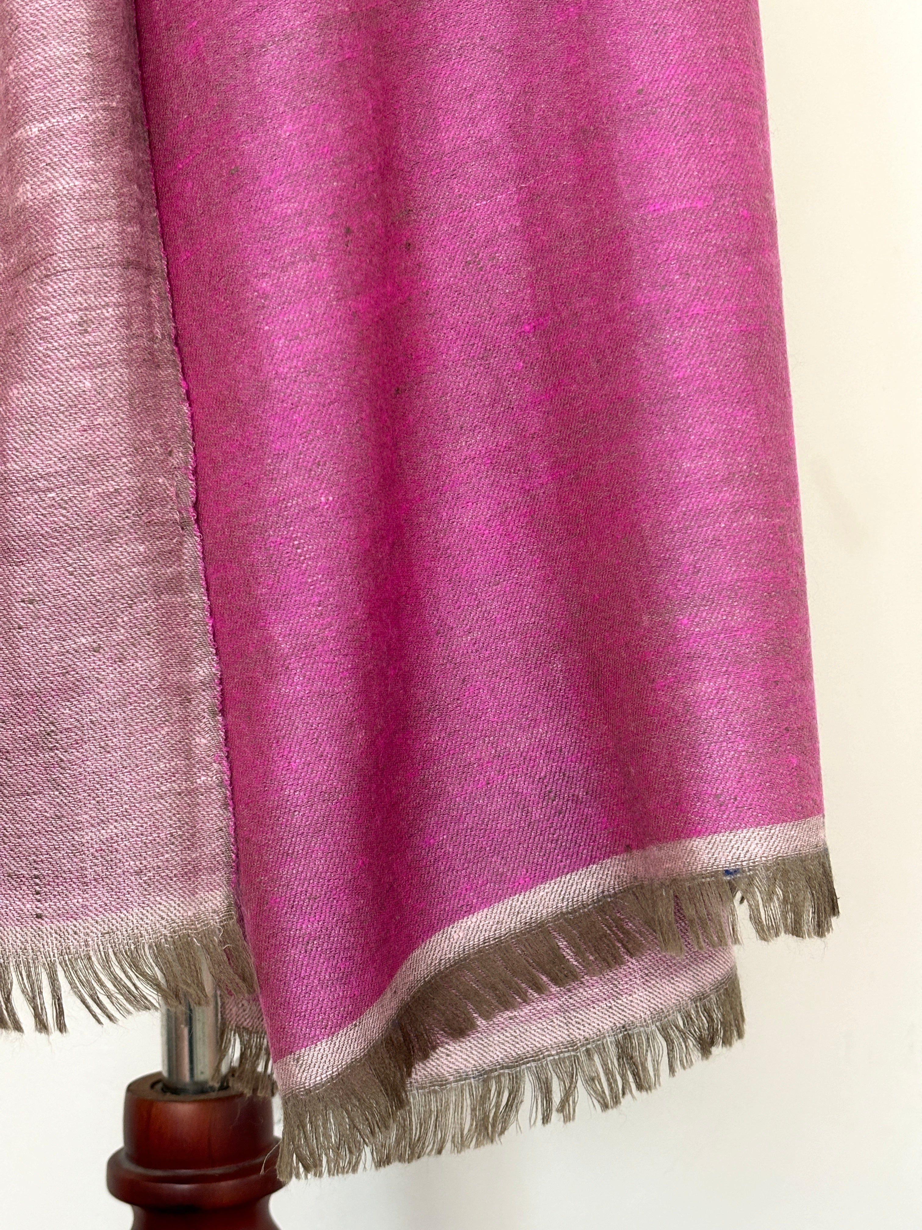 Fuchsia and Ivory Dorukha Kashmiri Pashmina Handloom Shawl