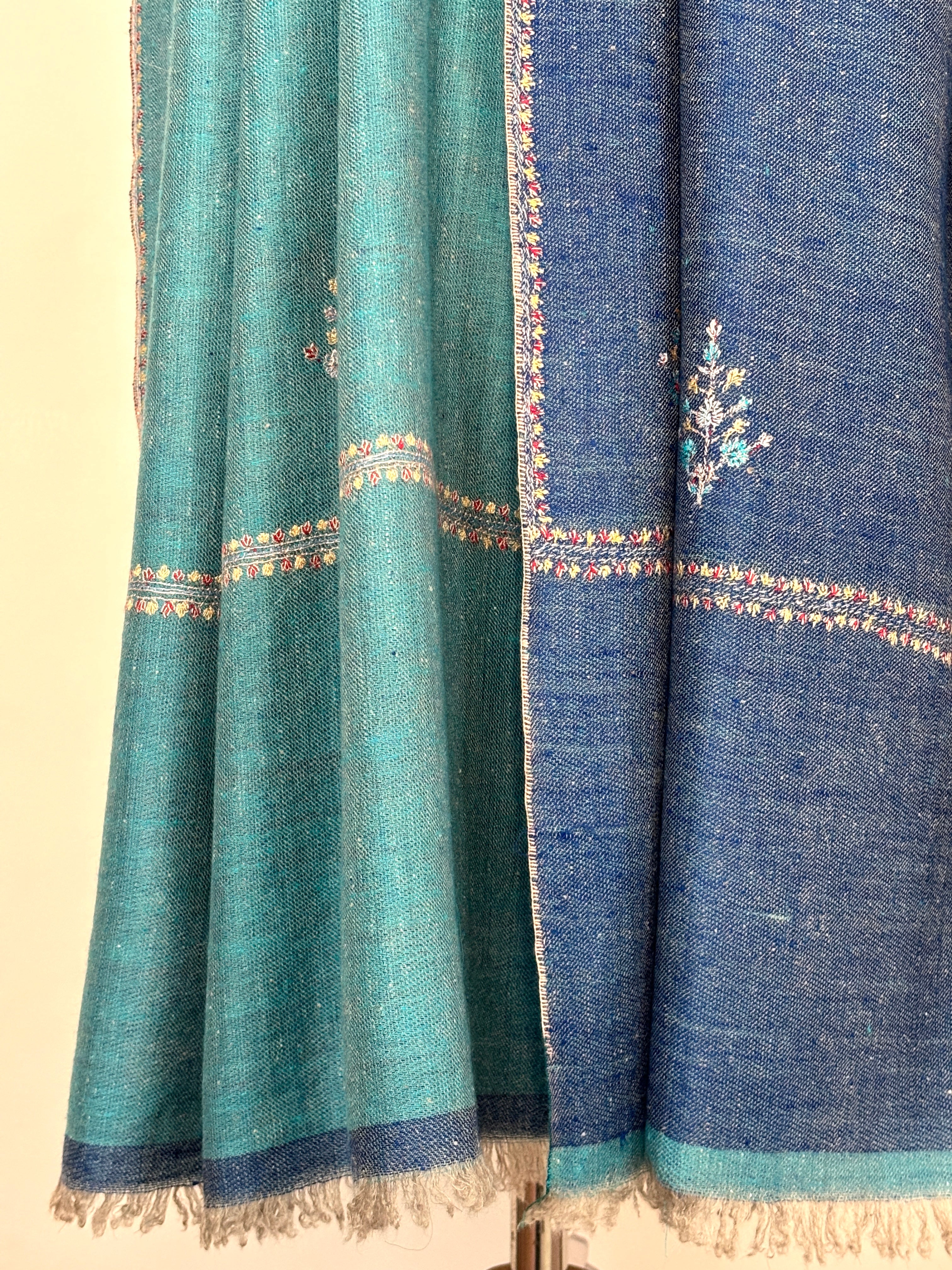 Blue Dorukha Embroidered Pashmina Scarf