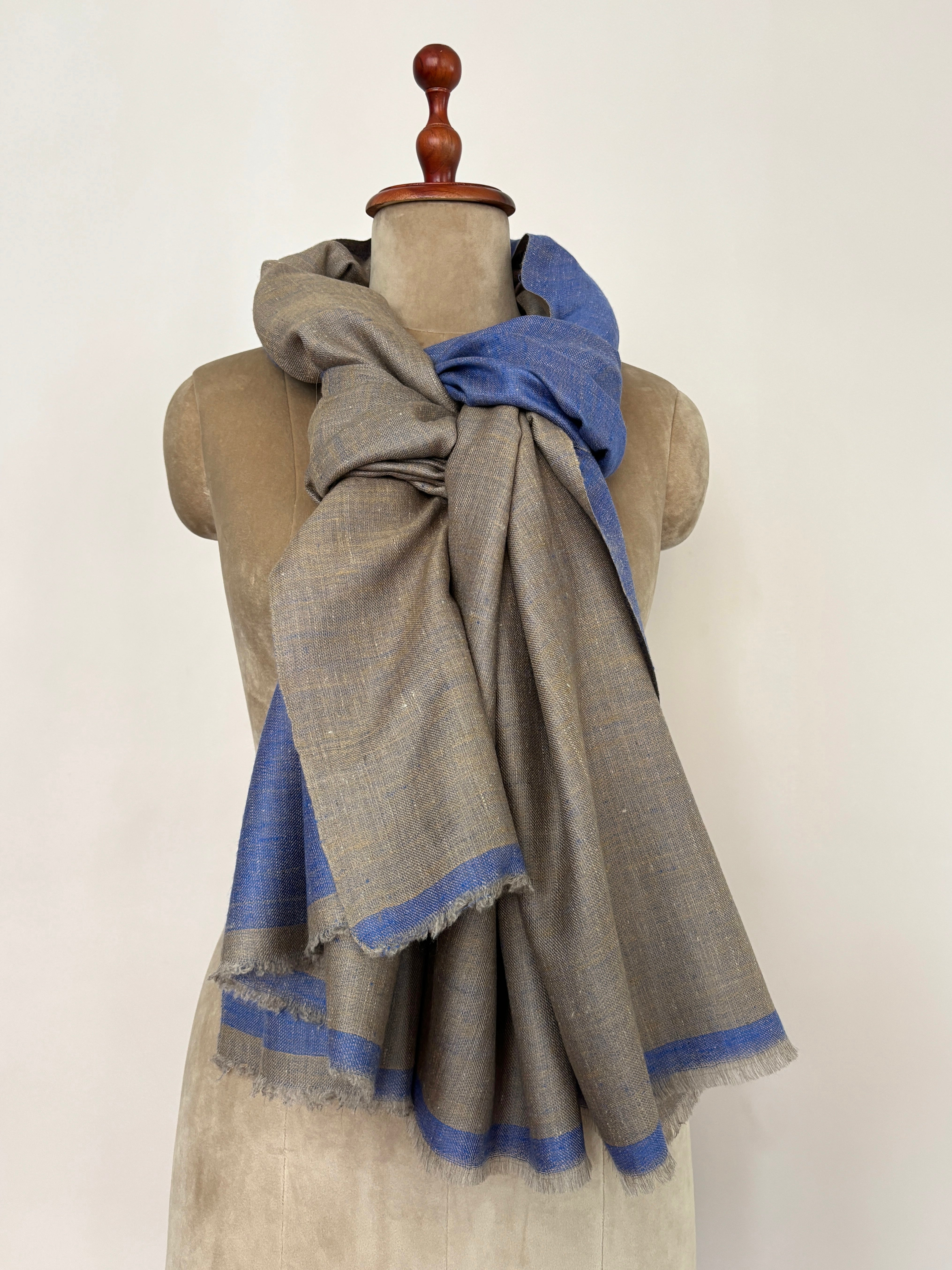 Scialle Pashmina Dorukha Beige Blu