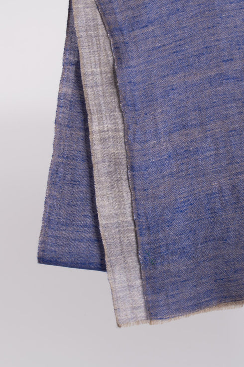 Dorukha Cashmere Scarf in Ivory Blue - WHITEHAVEN