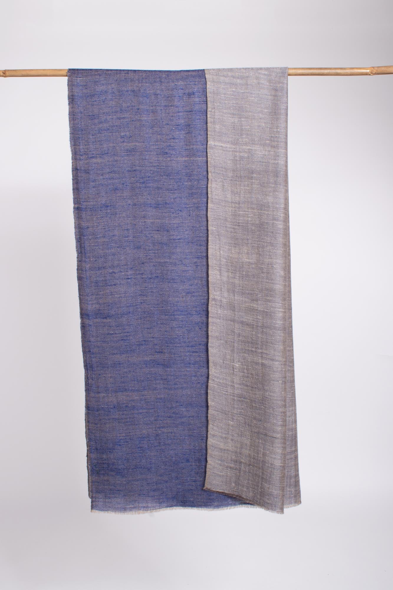 Dorukha Cashmere Scarf in Ivory Blue - WHITEHAVEN