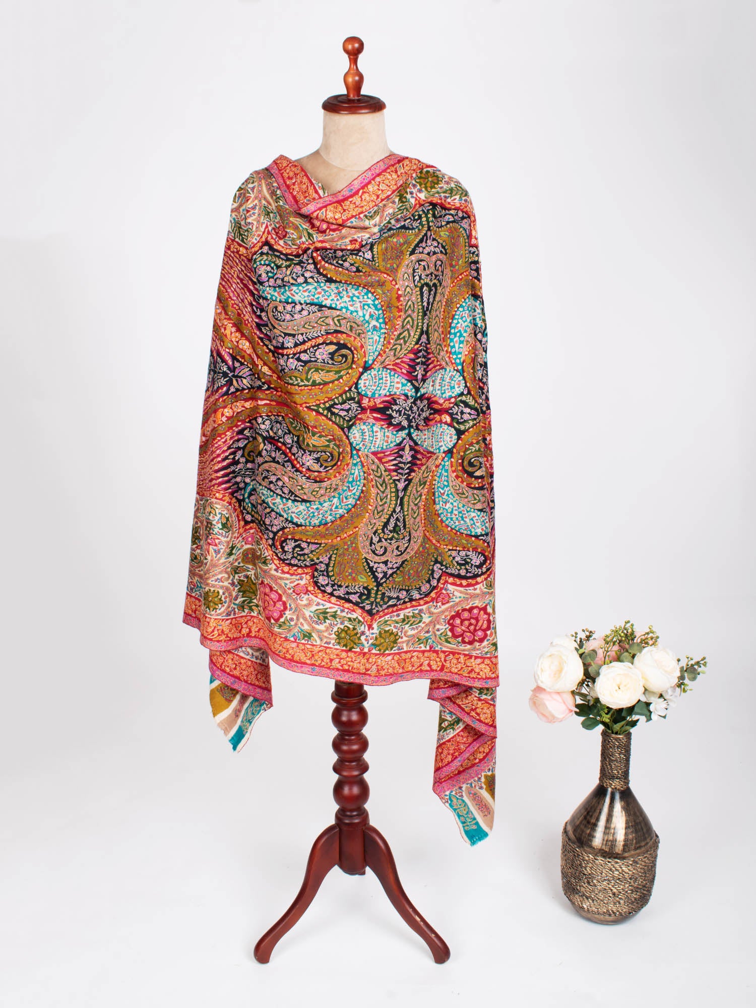 Kashmiri Pashmina Embroidered Bridal Shawl - LIVONIA