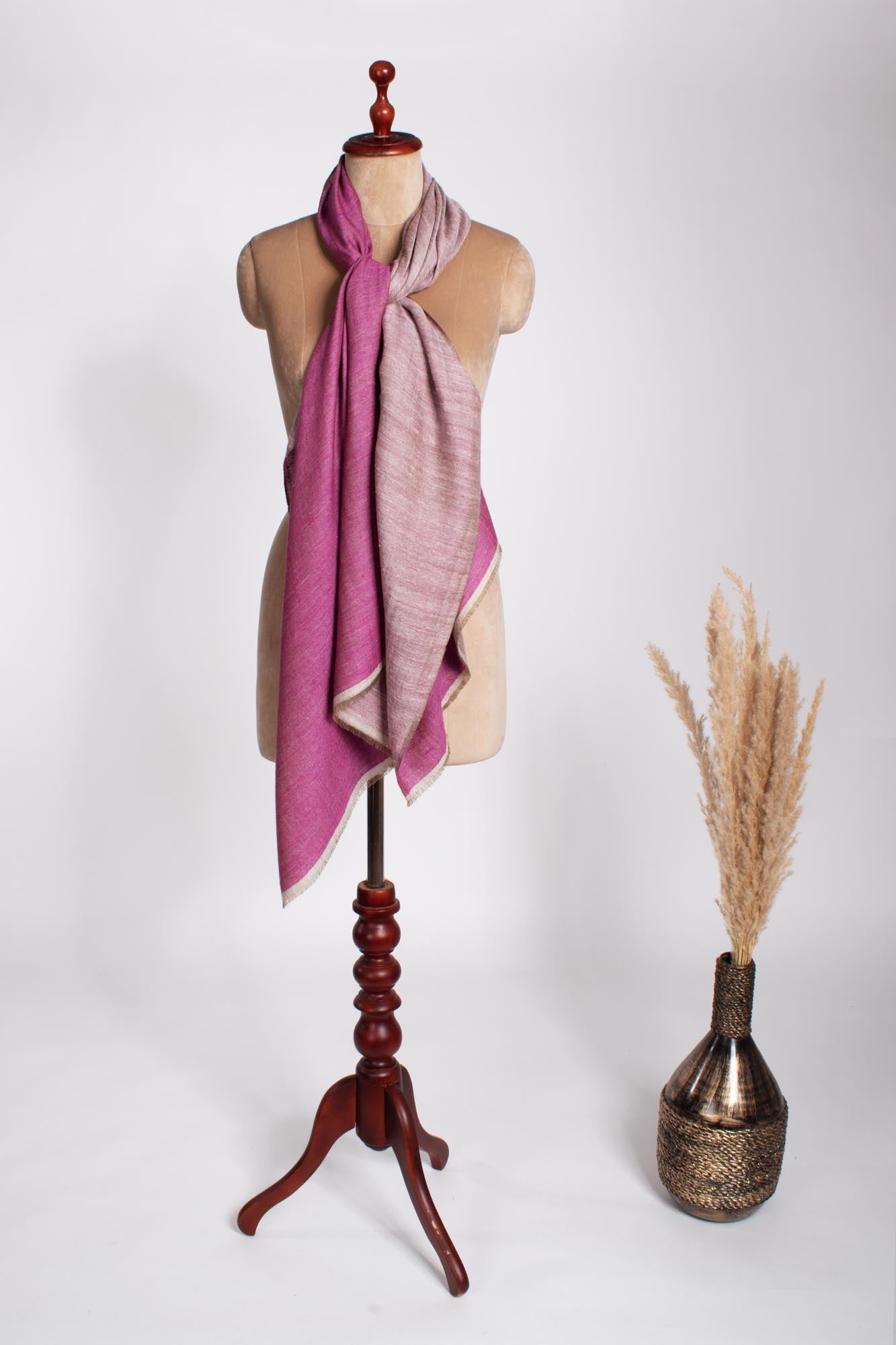 Magenta and White Dual Shade Cashmere Wrap